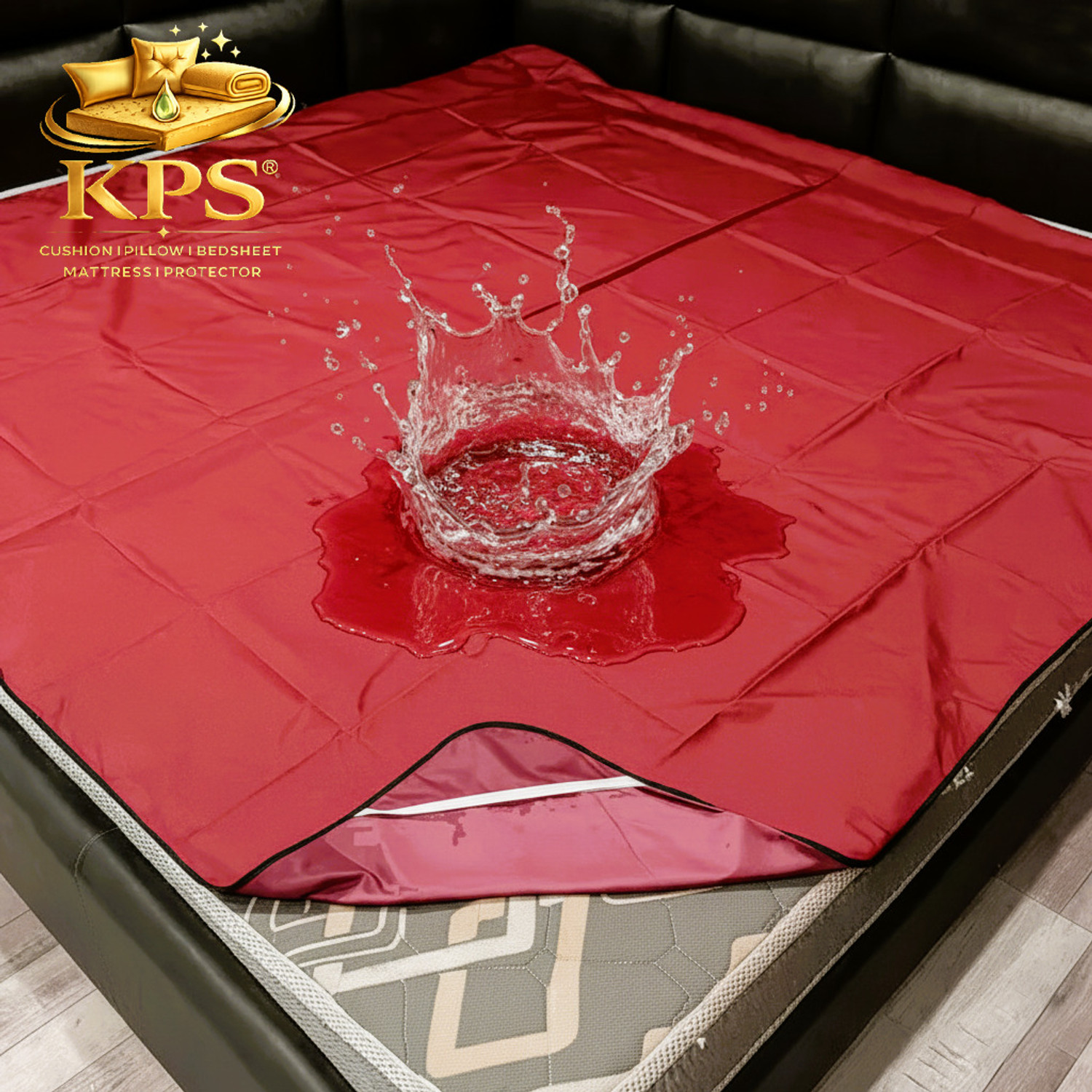 Image of KPS King Size Elastic Strap Polyster Breathable, Stretchable, Waterproof Mattress Cover (198.12 cm x 183 cm, Blue)