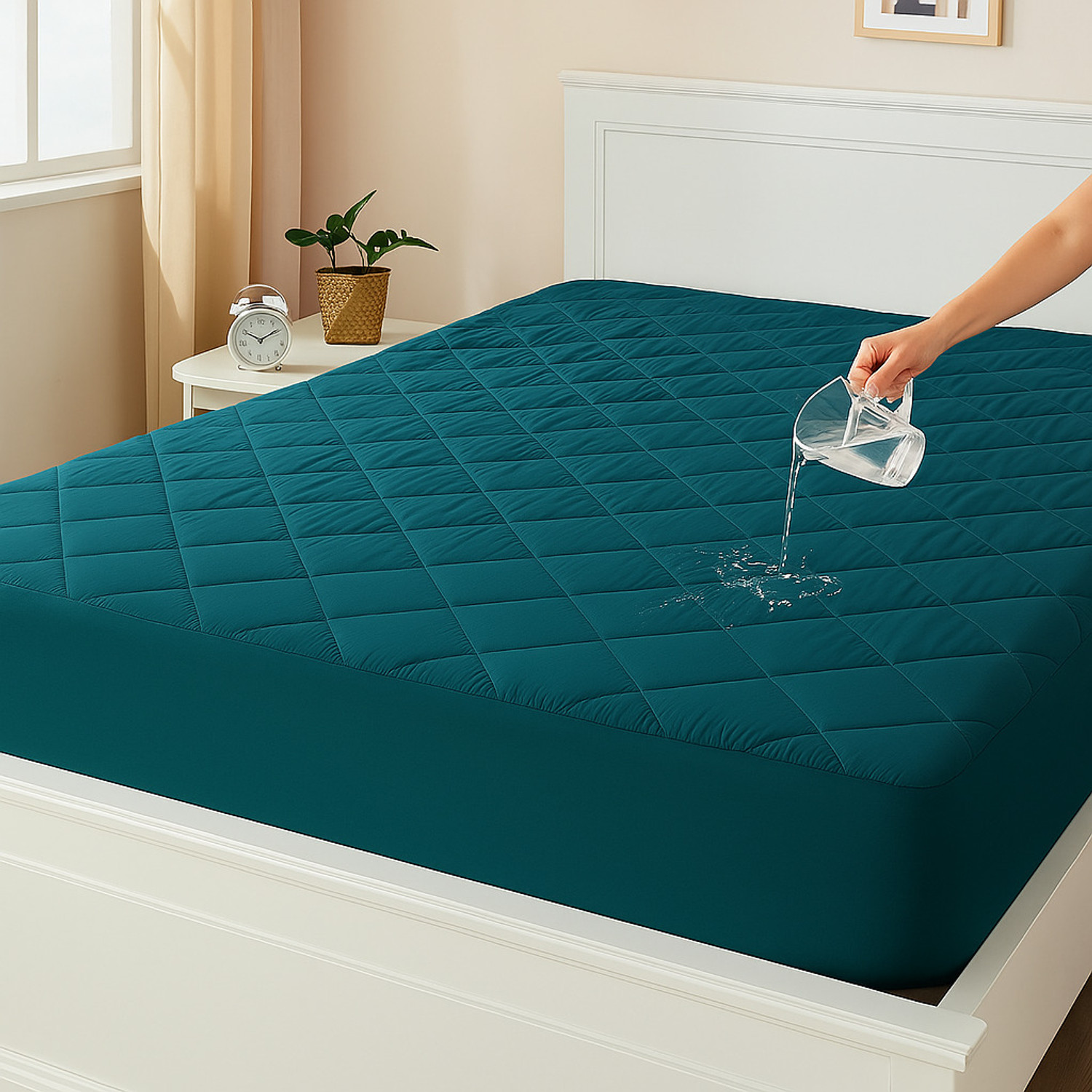 Image of CRAZY WORLD Double, Queen Size Fitted Nylon, Polyster Breathable, Stretchable, Waterproof Mattress Cover (182.88 cm x 152.4 cm, Maroon)