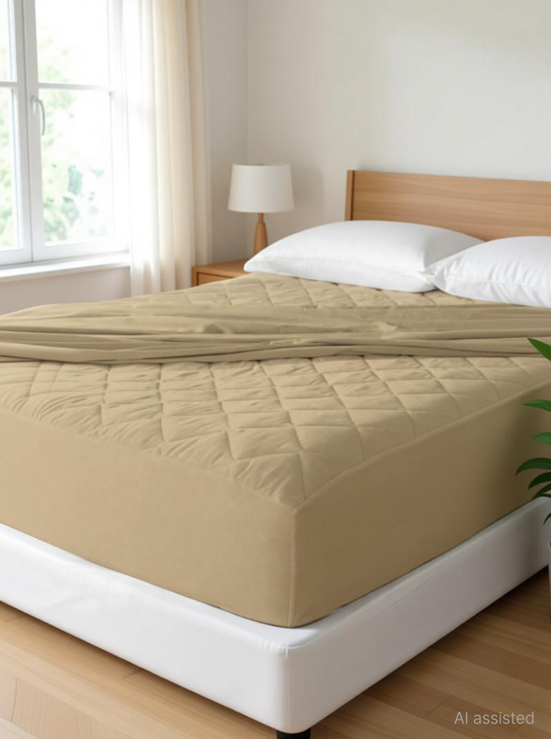 Image of CRAZY WORLD Double, Queen Size Fitted Nylon, Polyster Breathable, Stretchable, Waterproof Mattress Cover (182.88 cm x 152.4 cm, Maroon)
