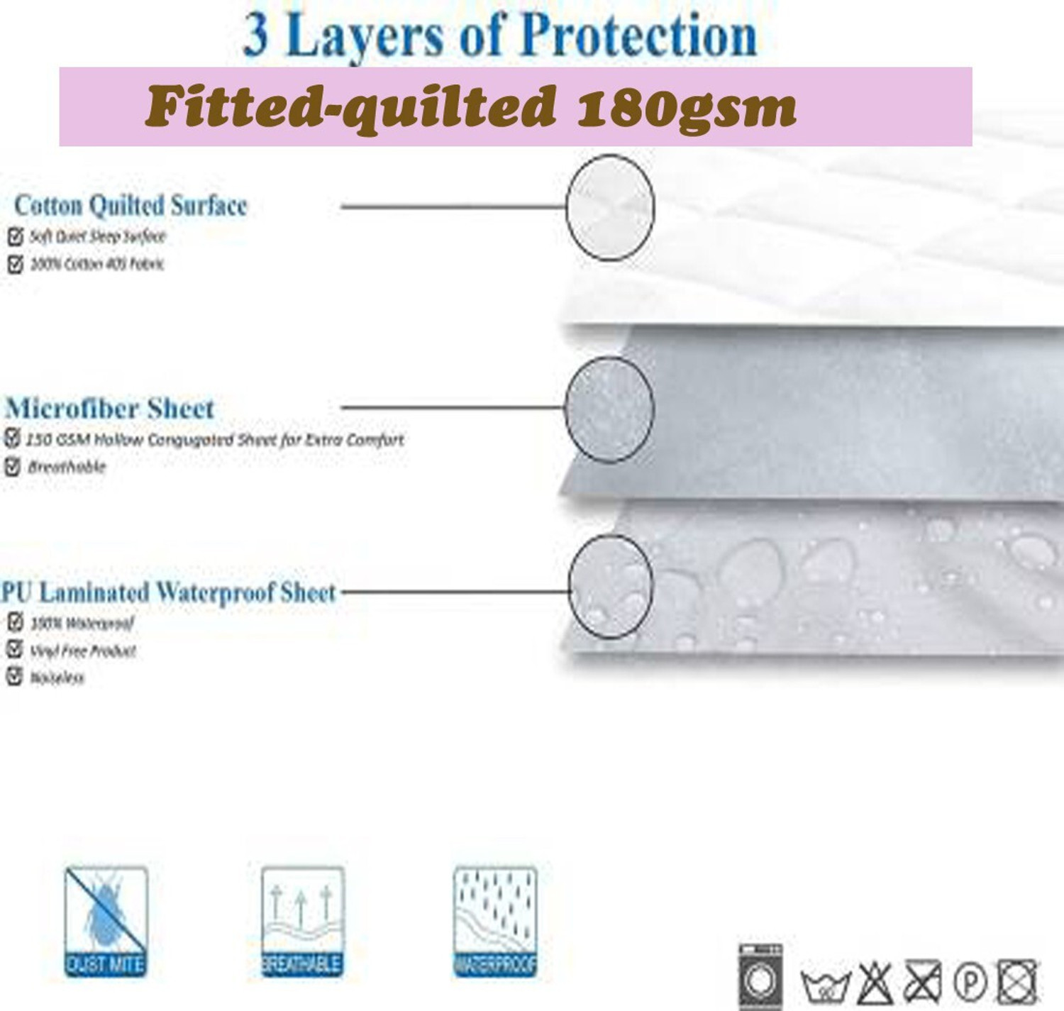 Image of CRAZY WORLD Double, King Size Fitted Nylon, Polyster Breathable, Stretchable, Waterproof Mattress Cover (198.12 cm x 182.88 cm, Brown)