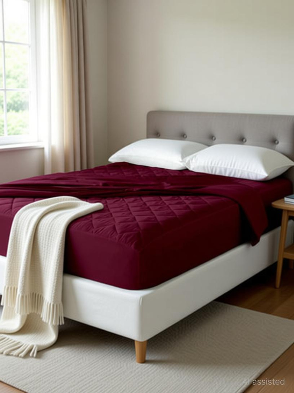 Image of CRAZY WORLD Double, King Size Fitted Nylon, Polyster Breathable, Stretchable, Waterproof Mattress Cover (198.12 cm x 182.88 cm, Brown)