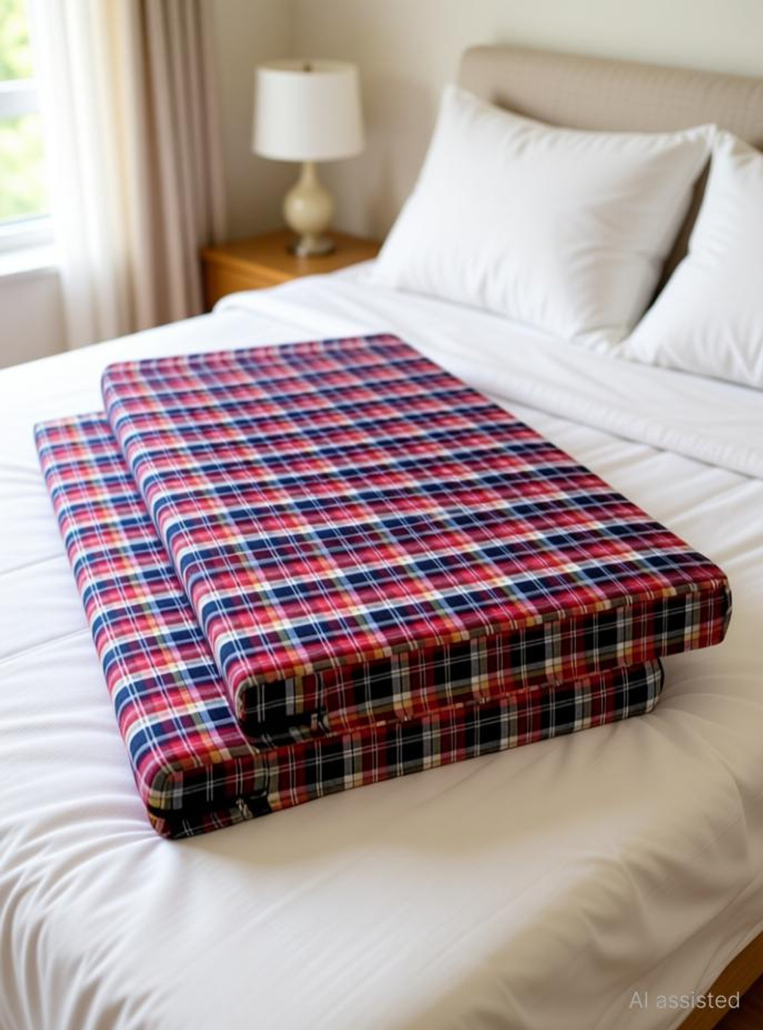 Image of FLORAHANDLOOM Double Size Zippered Cotton Breathable Mattress Cover (182 cm x 91 cm, Red)
