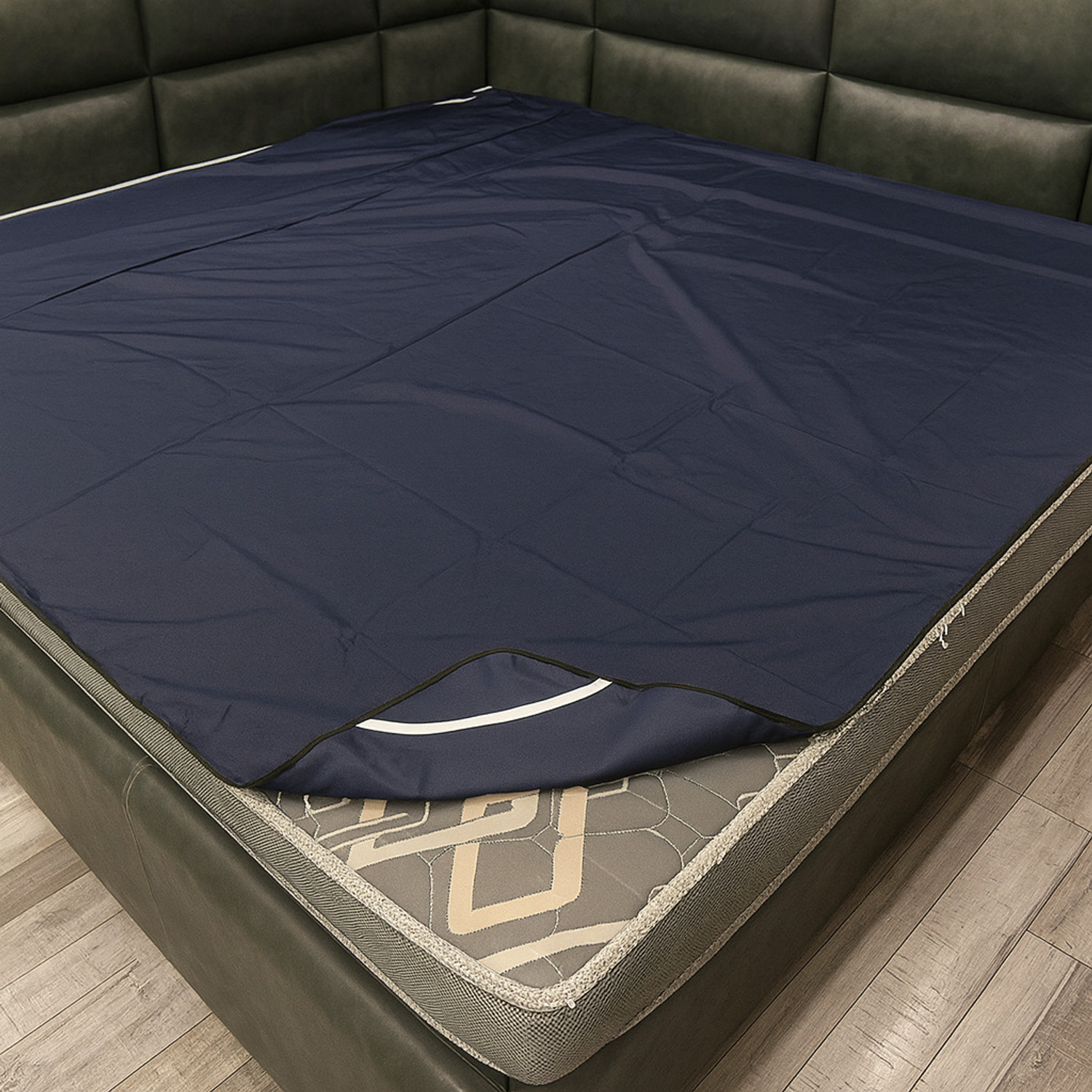 Image of KPS King Size Elastic Strap Polyster Breathable, Stretchable, Waterproof Mattress Cover (198.12 cm x 183 cm, Blue)