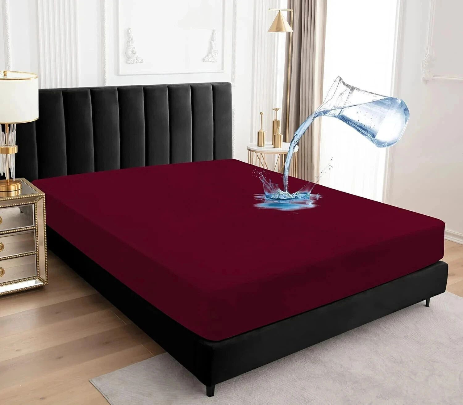 Image of KPS King Size Elastic Strap Polyster Breathable, Stretchable, Waterproof Mattress Cover (198.12 cm x 183 cm, Blue)