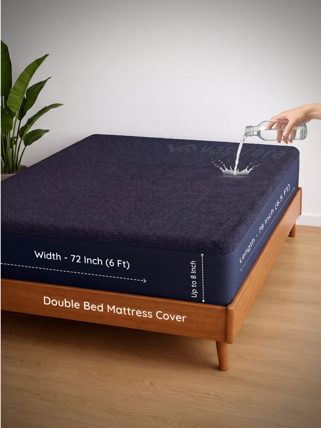 Image of AYKA Double Size Fitted Organic Cotton Waterproof, Breathable, Stretchable Mattress Cover (183 cm x 183 cm, Grey)