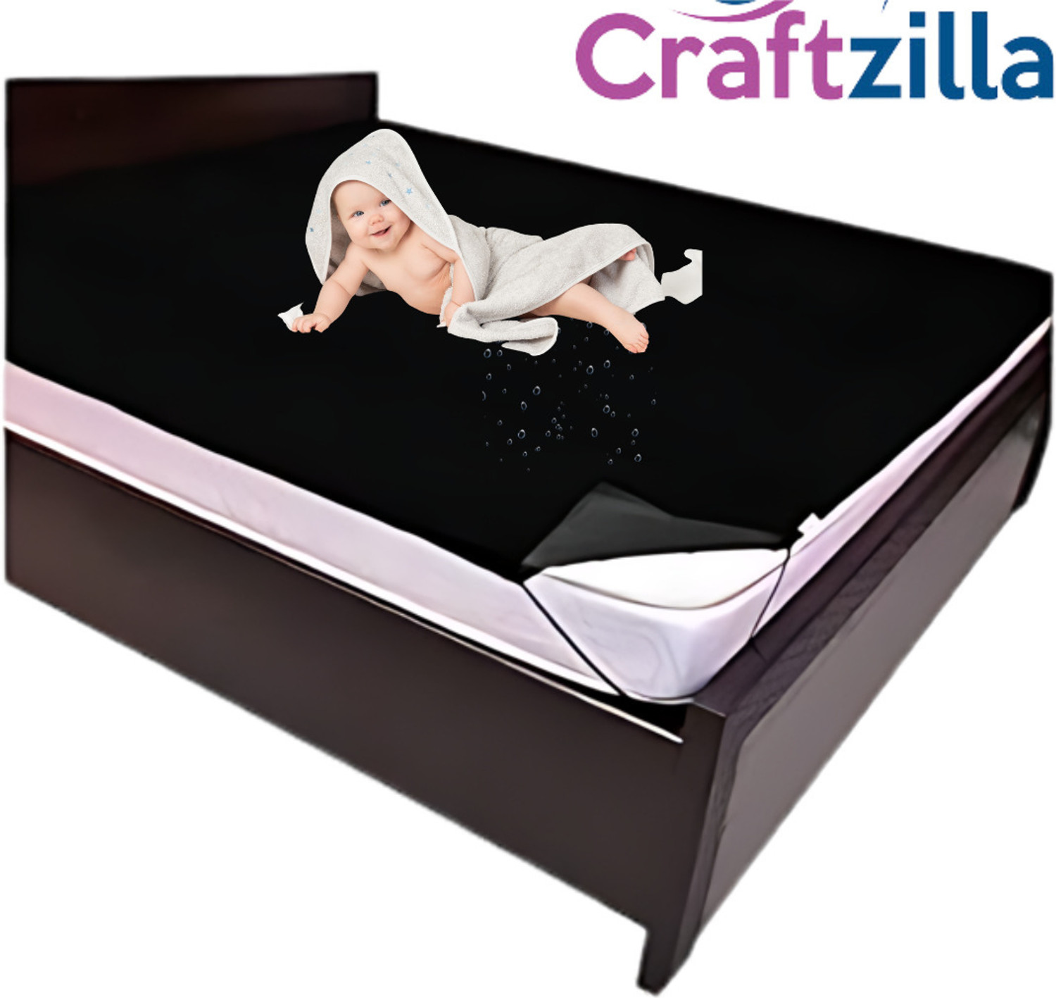 Image of KPS King Size Elastic Strap Polyster Breathable, Stretchable, Waterproof Mattress Cover (198.12 cm x 183 cm, Blue)