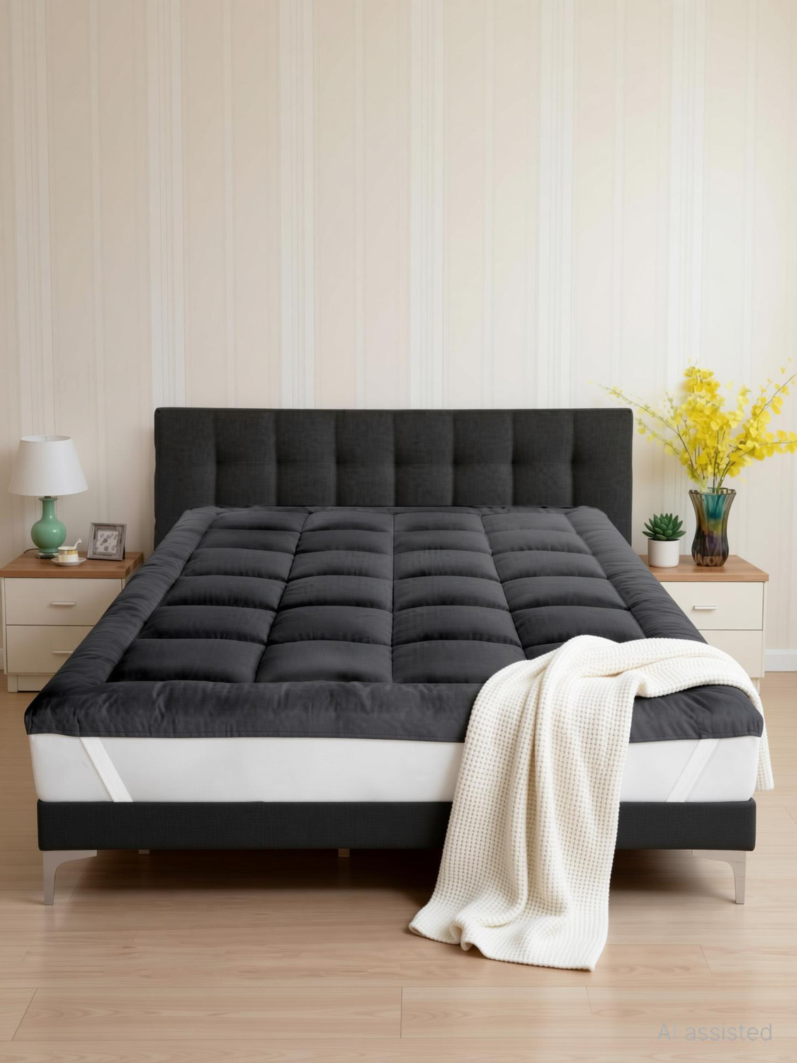 Image of ssb Solid Wood Queen Bed, 80 cm x 150 cm (2.62 ft x 4.92 ft) (Finish Color - brown, Delivery Condition - Pre-assembled)