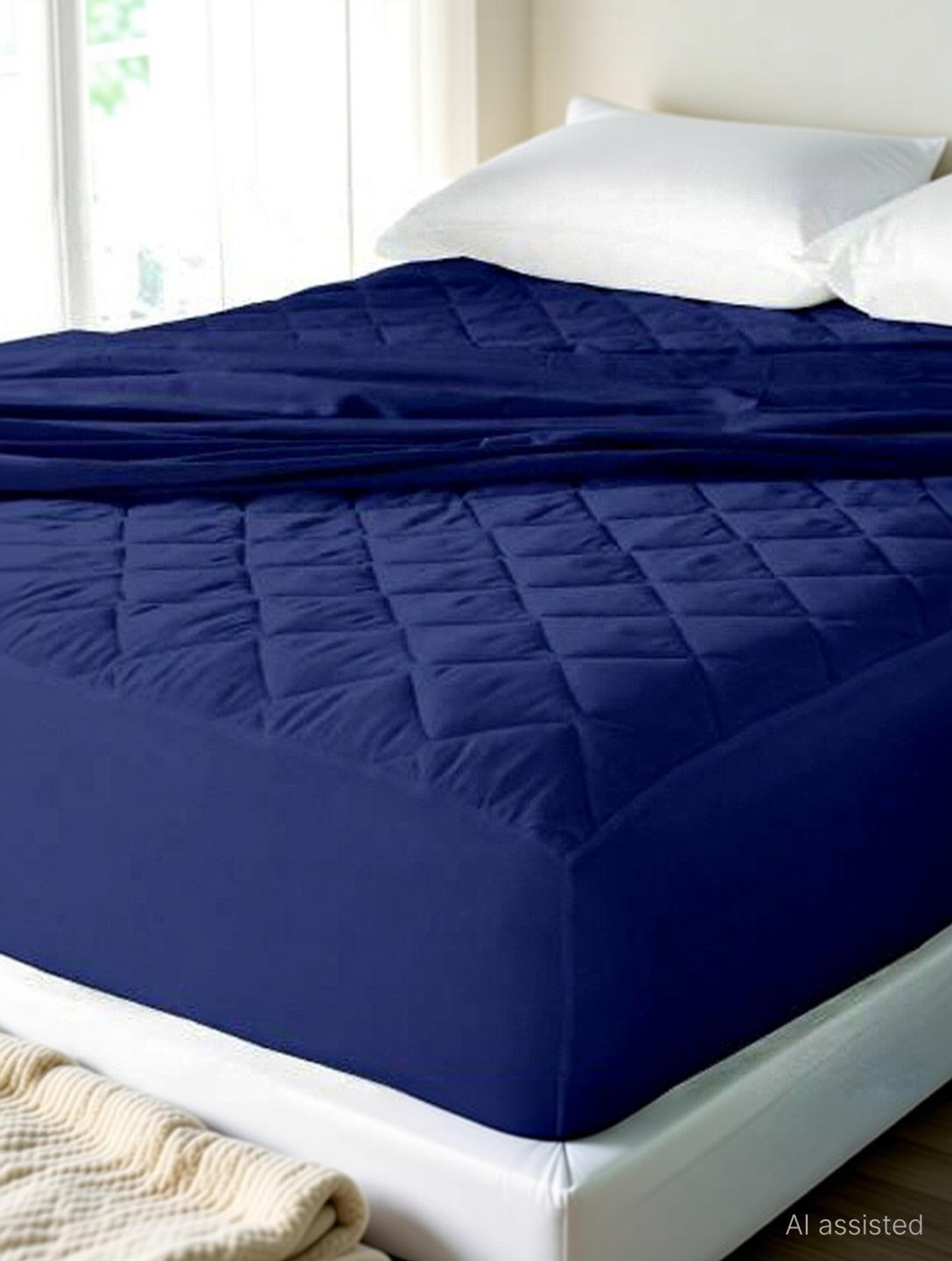 Image of CRAZY WORLD Double, Queen Size Fitted Nylon, Polyster Breathable, Stretchable, Waterproof Mattress Cover (182.88 cm x 152.4 cm, Maroon)
