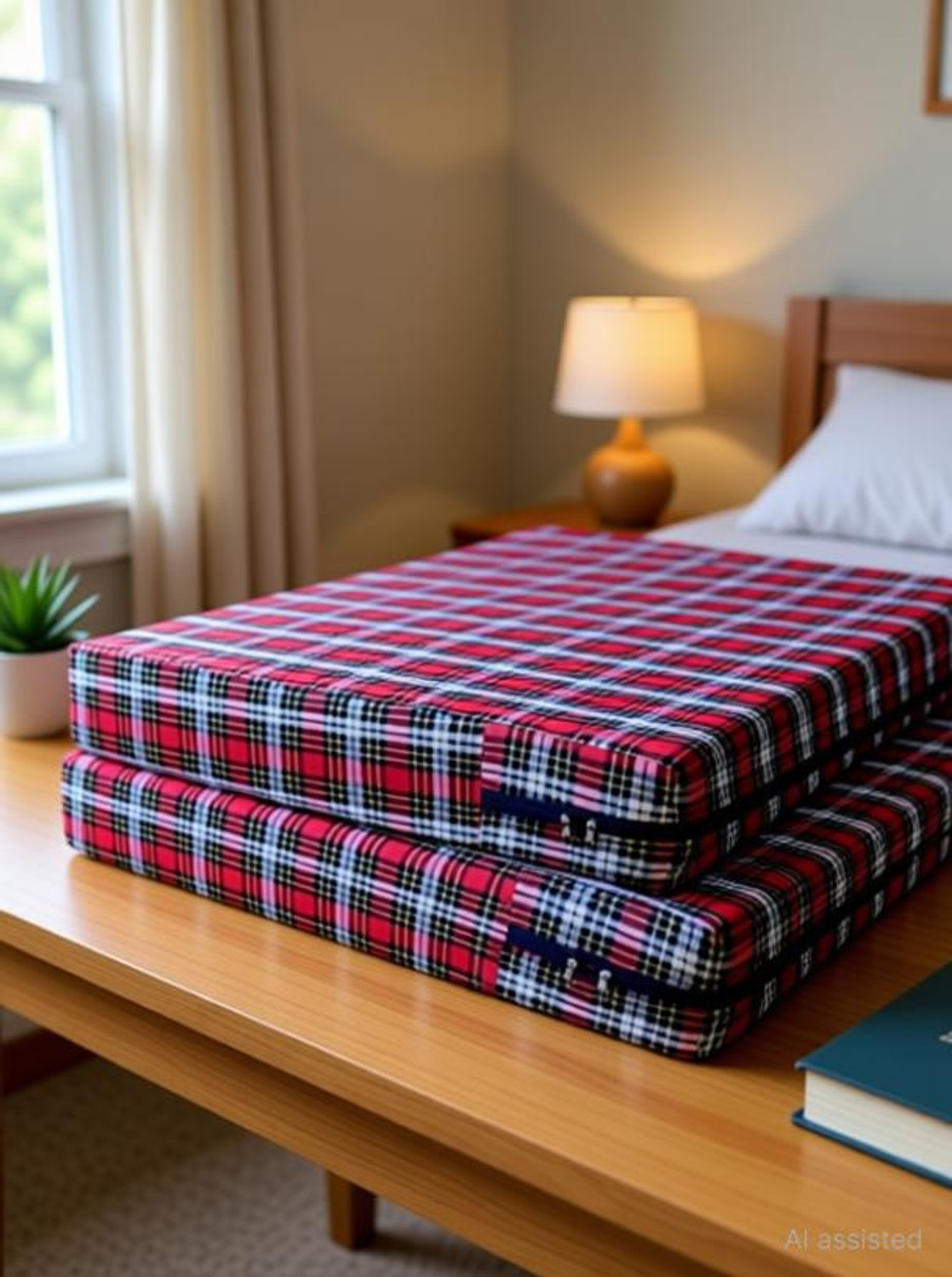 Image of FLORAHANDLOOM Double Size Zippered Cotton Breathable Mattress Cover (182 cm x 91 cm, Red)