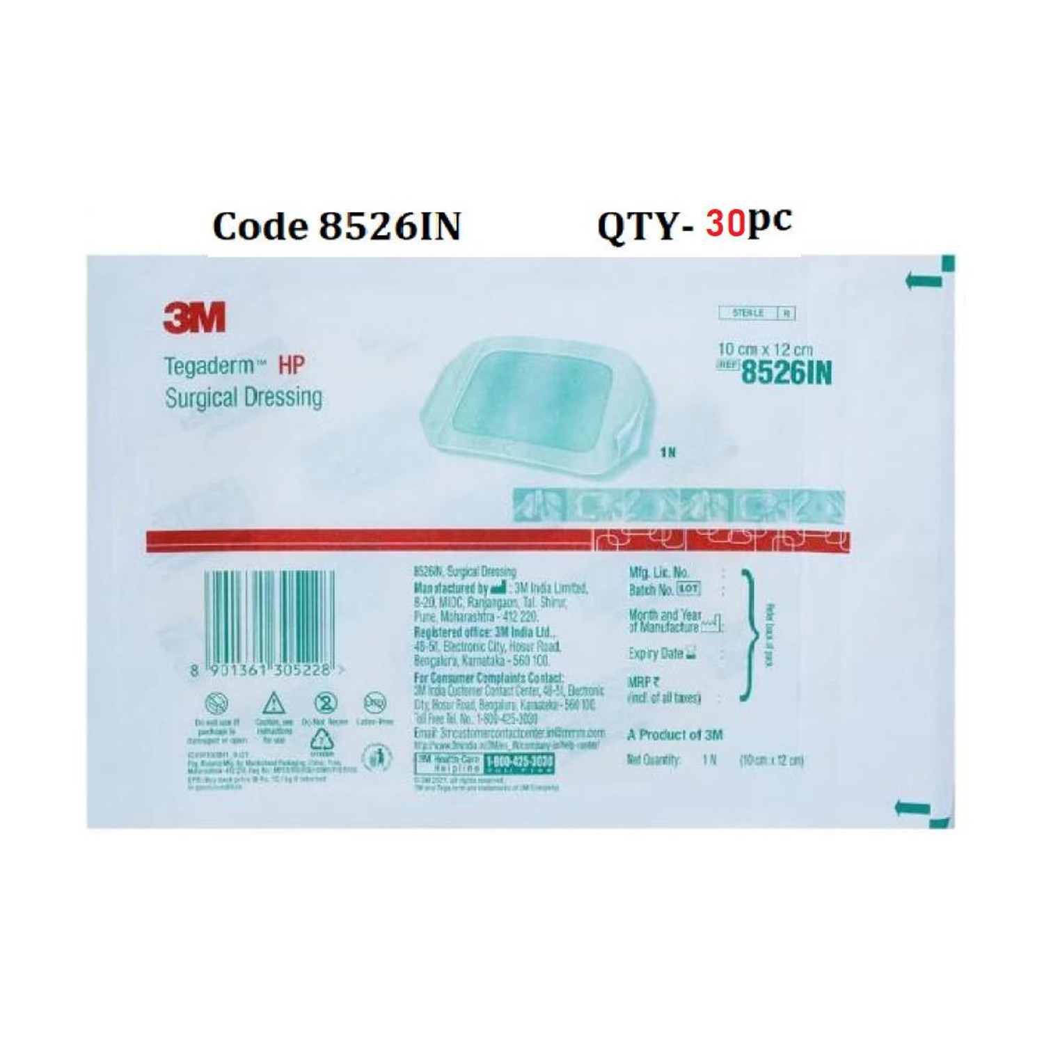 Ashni Tegaderm 3M HP 8526 Surgical Film 10cm X 12cm - Image 1