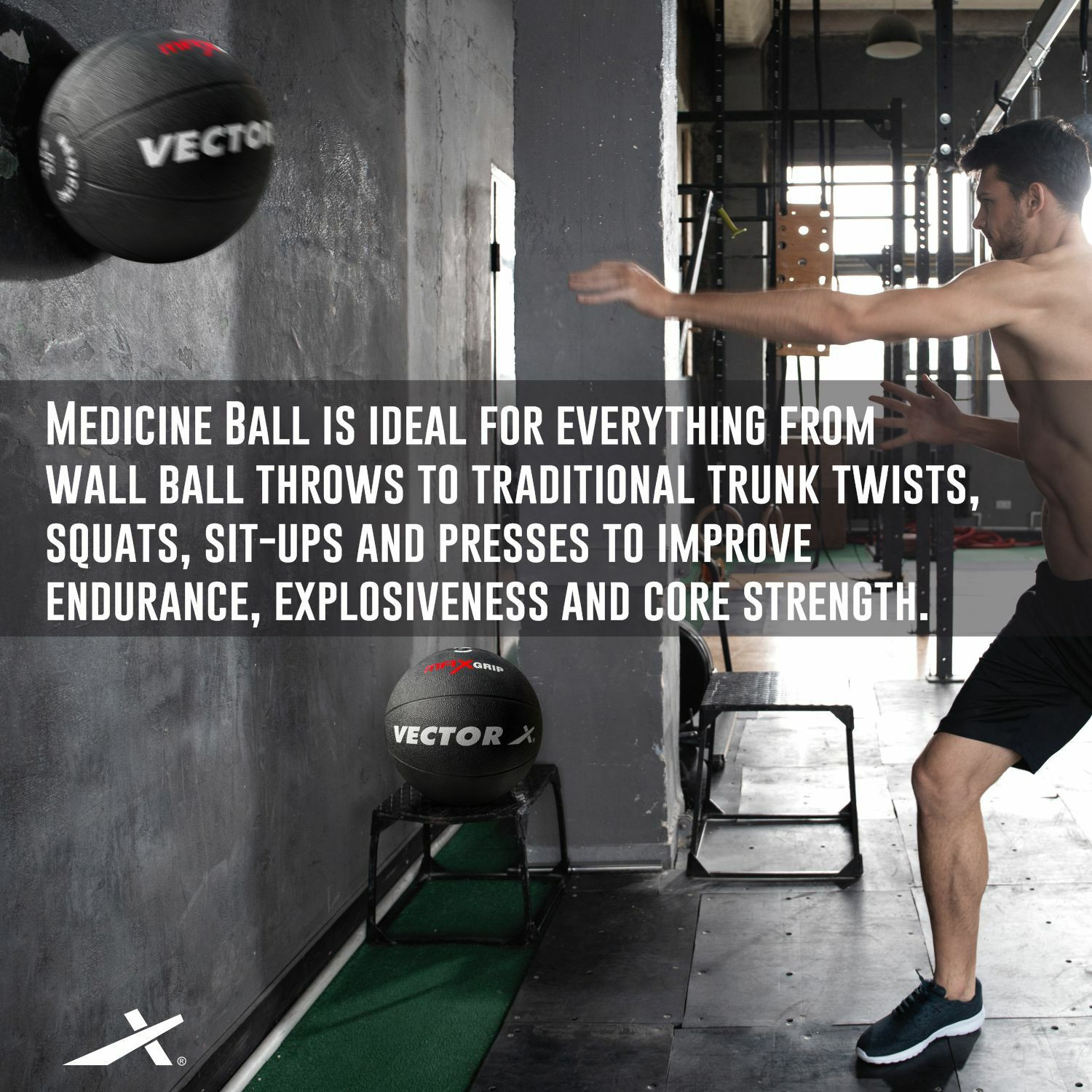 Image of VECTOR X 8 kg Premium Rubber MedicineBall #JustHere Medicine Ball (Weight: 8 kg, Black)