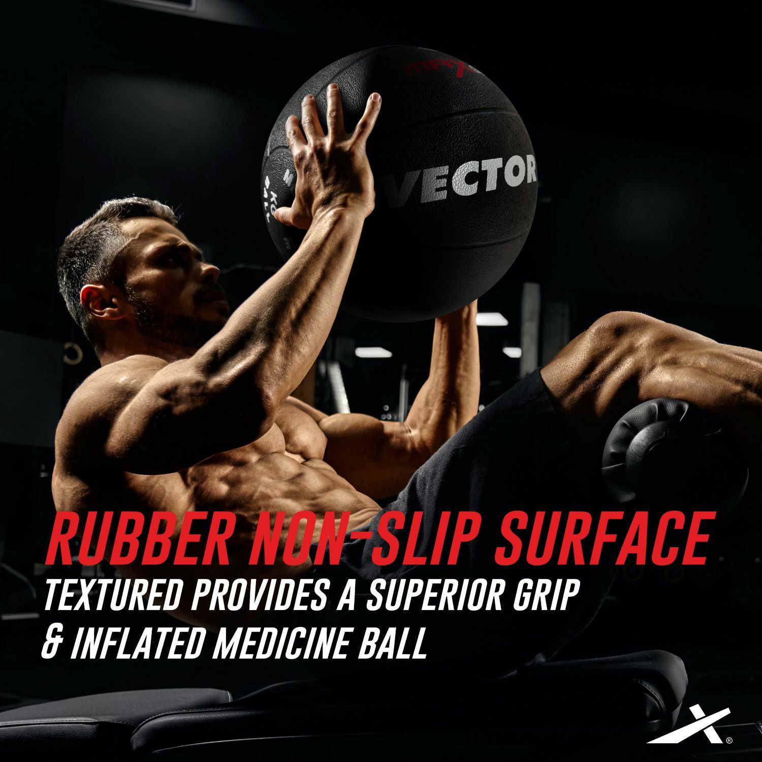 Image of VECTOR X 8 kg Premium Rubber MedicineBall #JustHere Medicine Ball (Weight: 8 kg, Black)