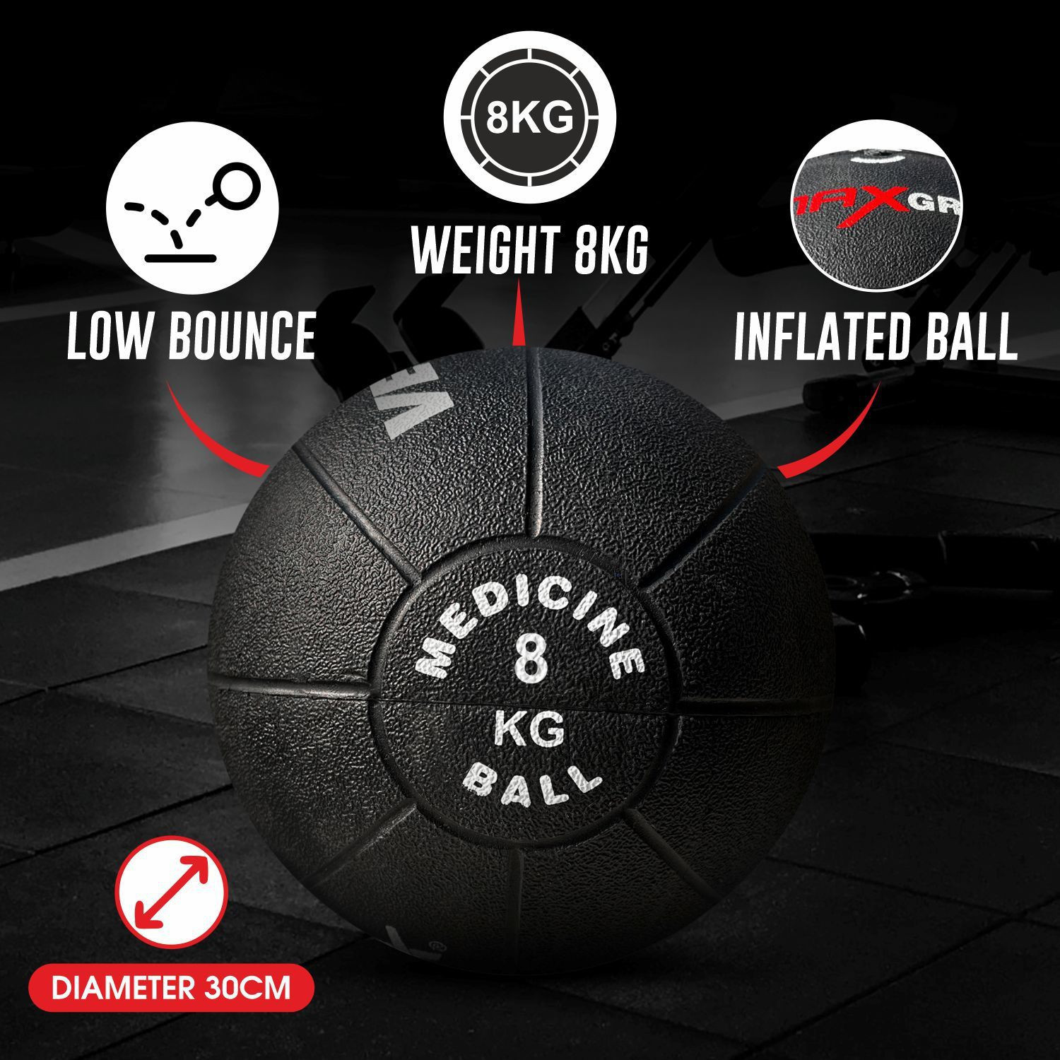 Image of VECTOR X 8 kg Premium Rubber MedicineBall #JustHere Medicine Ball (Weight: 8 kg, Black)