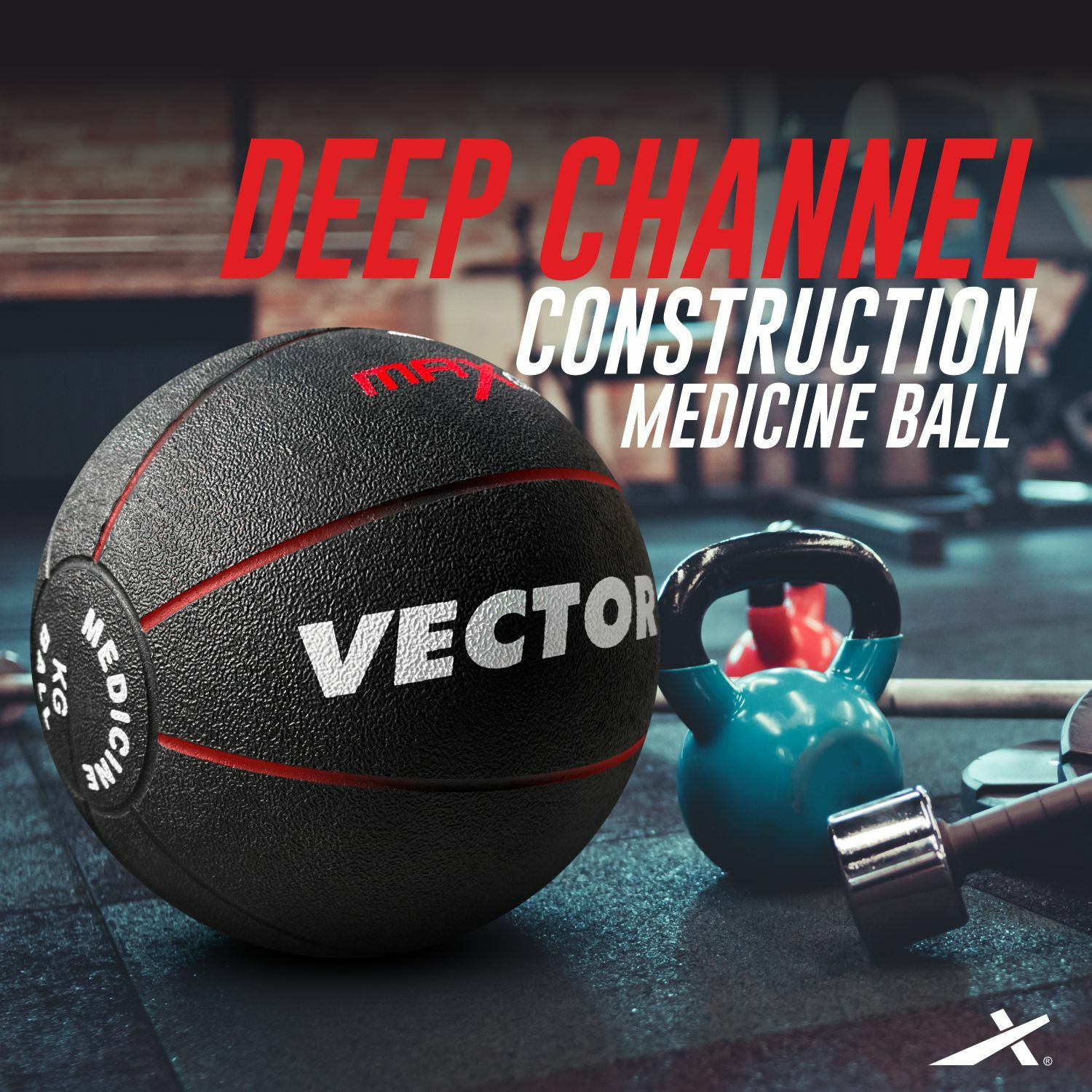 Image of VECTOR X 8 kg Premium Rubber MedicineBall #JustHere Medicine Ball (Weight: 8 kg, Black)