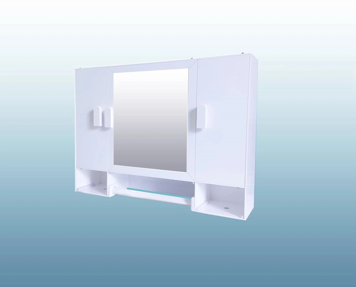 Image of GLOXY 3 pcs Layer Modular Plastic Storage Drawer Cabinet with Wooden Finish Handles Dual Mount Medicine Cabinet (Square)