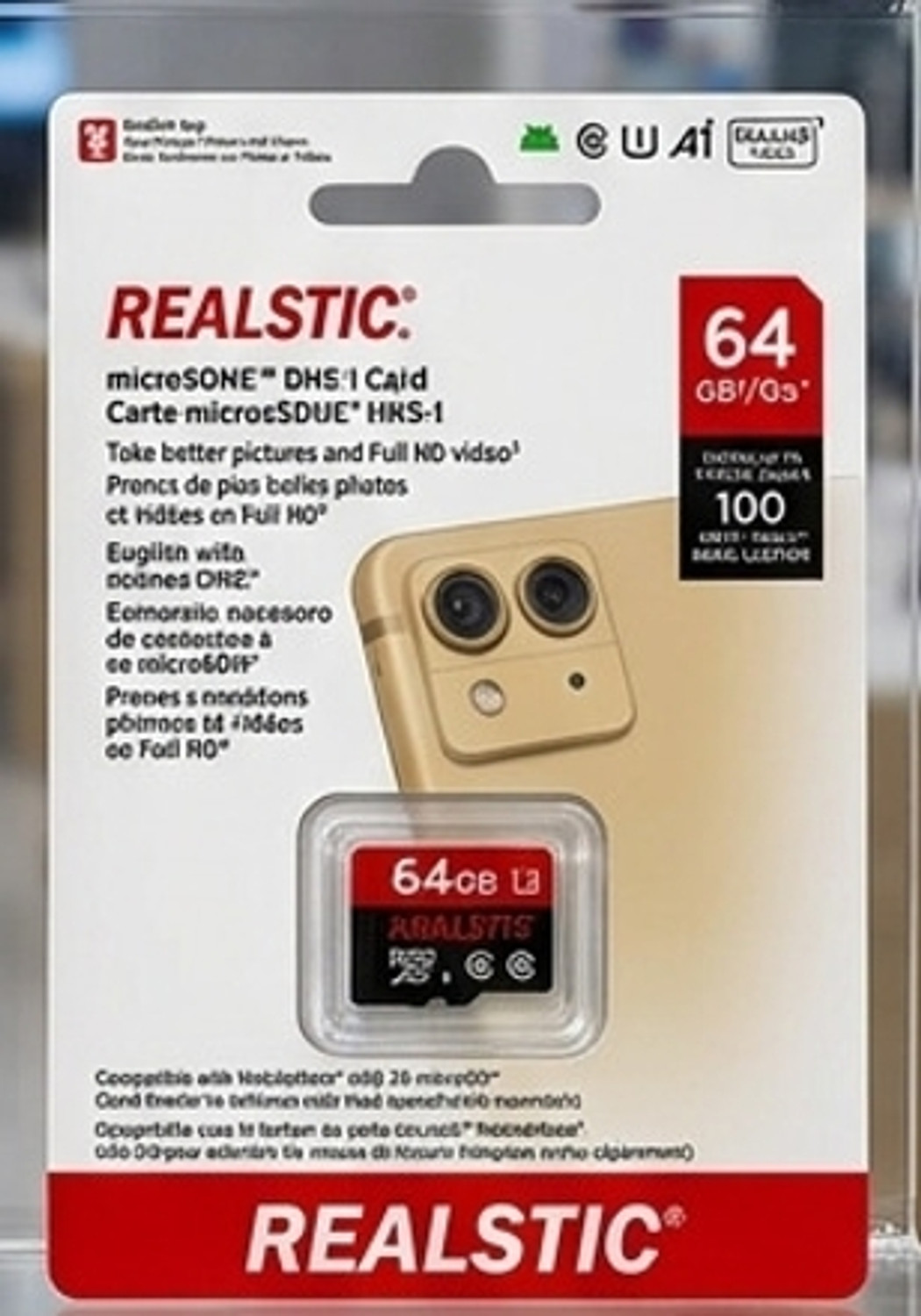 Image of Realstic Realstic64gb memory card15 1 64 GB Memory Stick Class 10 64 MB /s Memory Card Compatible with Camera, Computer, Tablet, Mobile