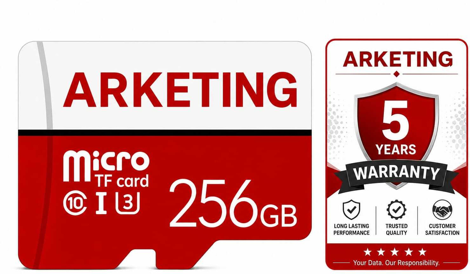 Image of ARKETING ARK-D3N8-L6R4 ARK-7X4M-K9Q2 256 GB MicroSD Card Class 10 120 MB /s Memory Card Compatible with Camera, Computer, Gaming Console, Mobile, Tablet