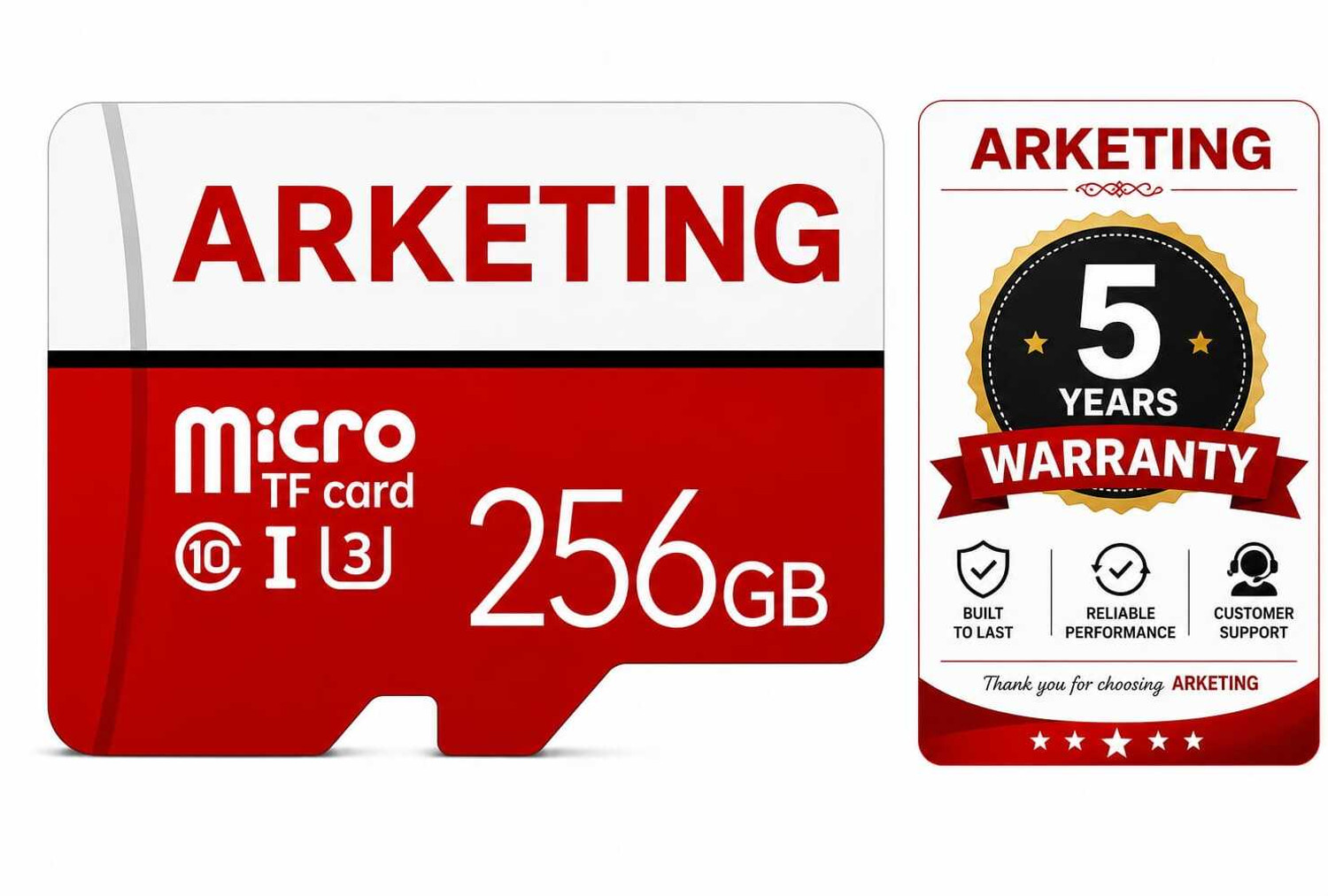 Image of ARKETING ARK-D3N8-L6R4 ARK-7X4M-K9Q2 256 GB MicroSD Card Class 10 120 MB /s Memory Card Compatible with Camera, Computer, Gaming Console, Mobile, Tablet