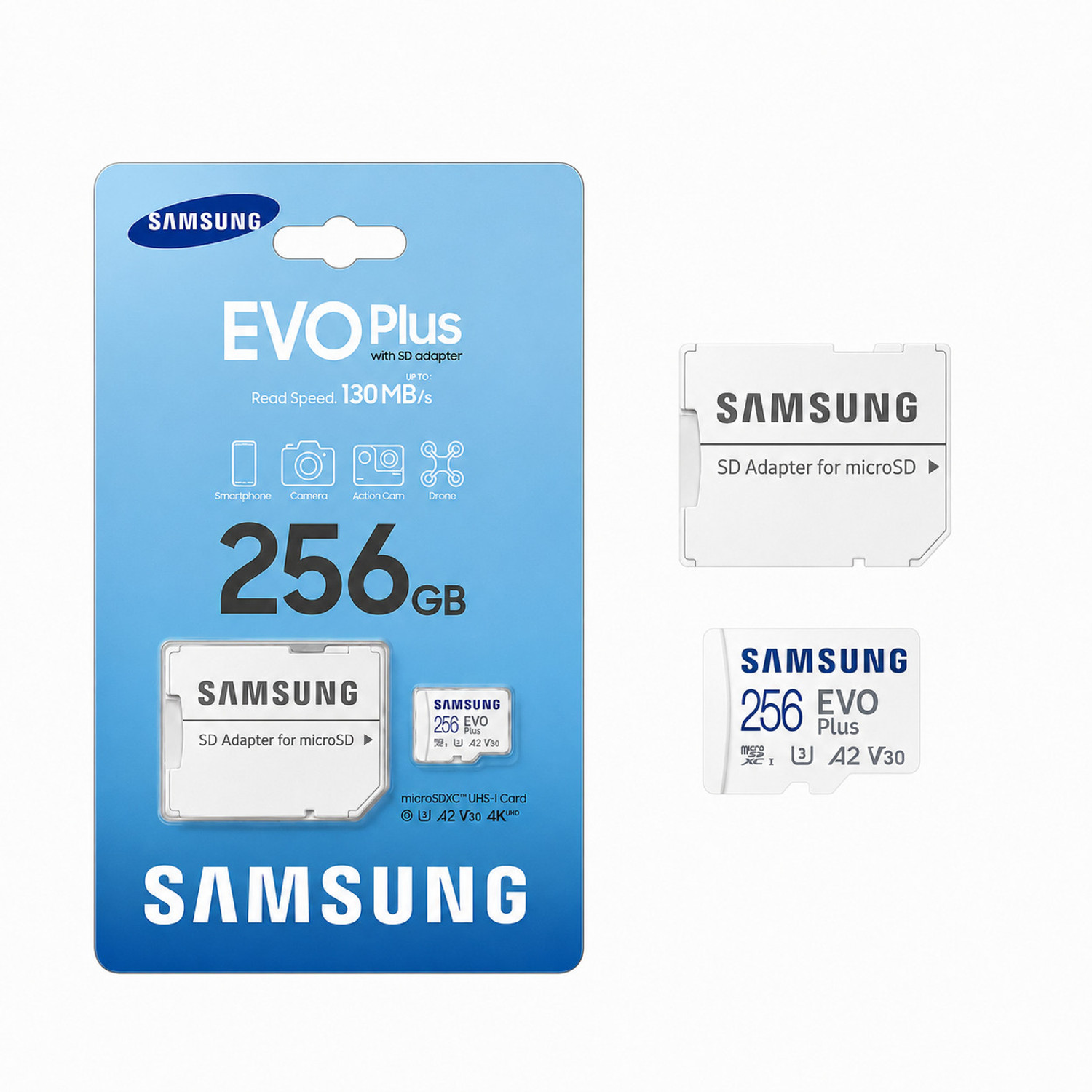 Image of SAMSUNG EVO PLUS ,256 GB MicroSDXC, EVO PLUS 256 GB MicroSDXC Class 10 130 MB /s Memory Card Compatible with Mobile, Tablet