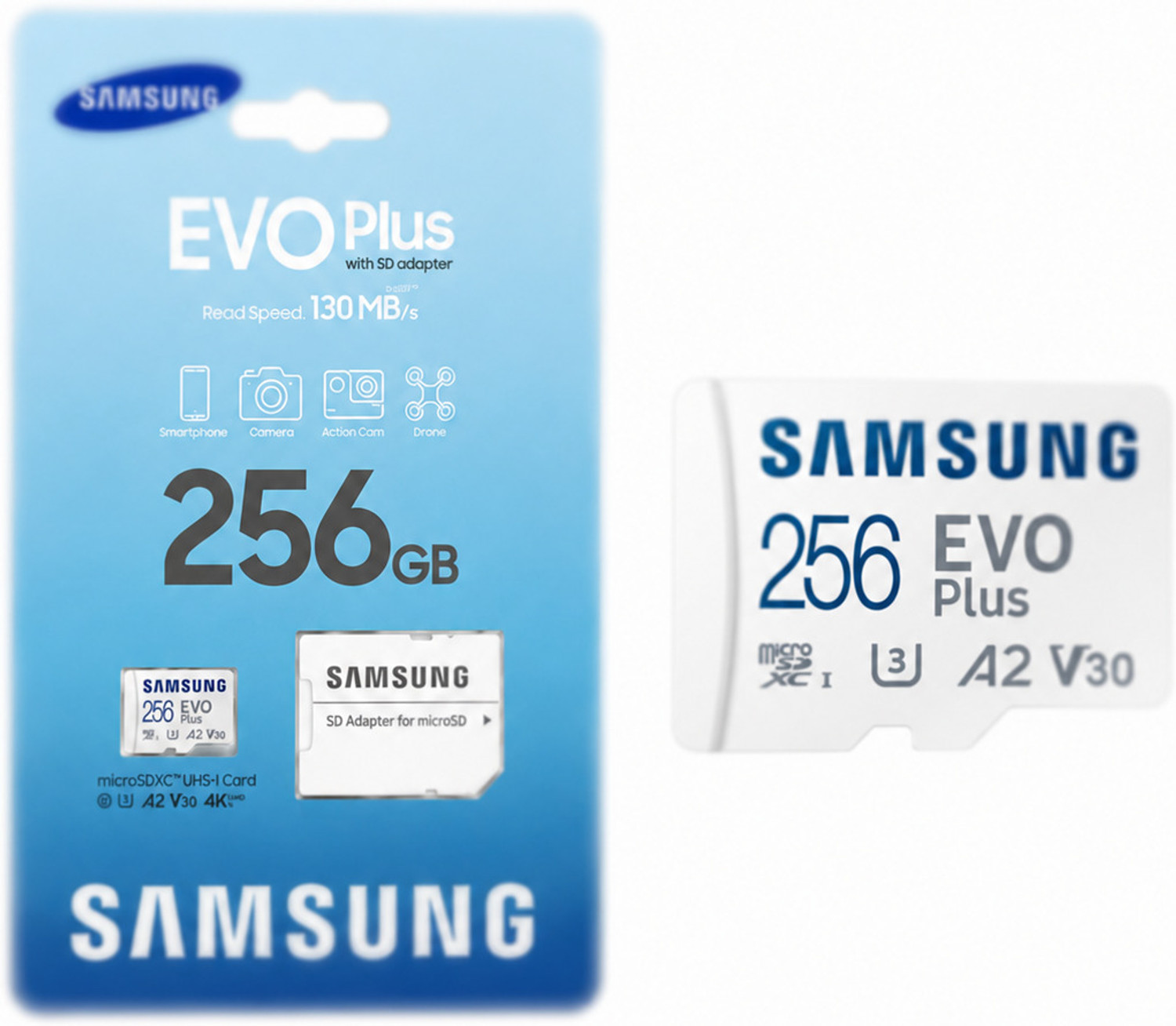 Image of SAMSUNG Flash Card 256 GB MicroSDXC Class 10 160 MB /s Memory Card Compatible with Camera, Computer, Gaming Console, Mobile, Tablet