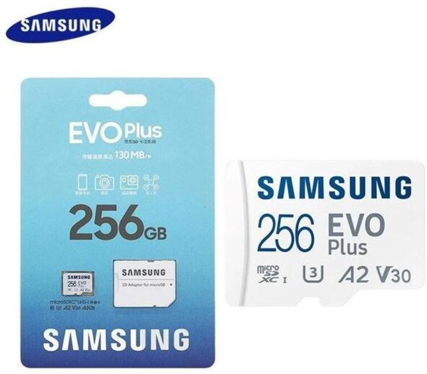 Image of SAMSUNG MB-MC256 /SL /PL EVO PLUS 256 GB MicroSDXC Class 10 160.2 MB /s Memory Card Compatible with Camera, Computer, Gaming Console, Mobile, Tablet