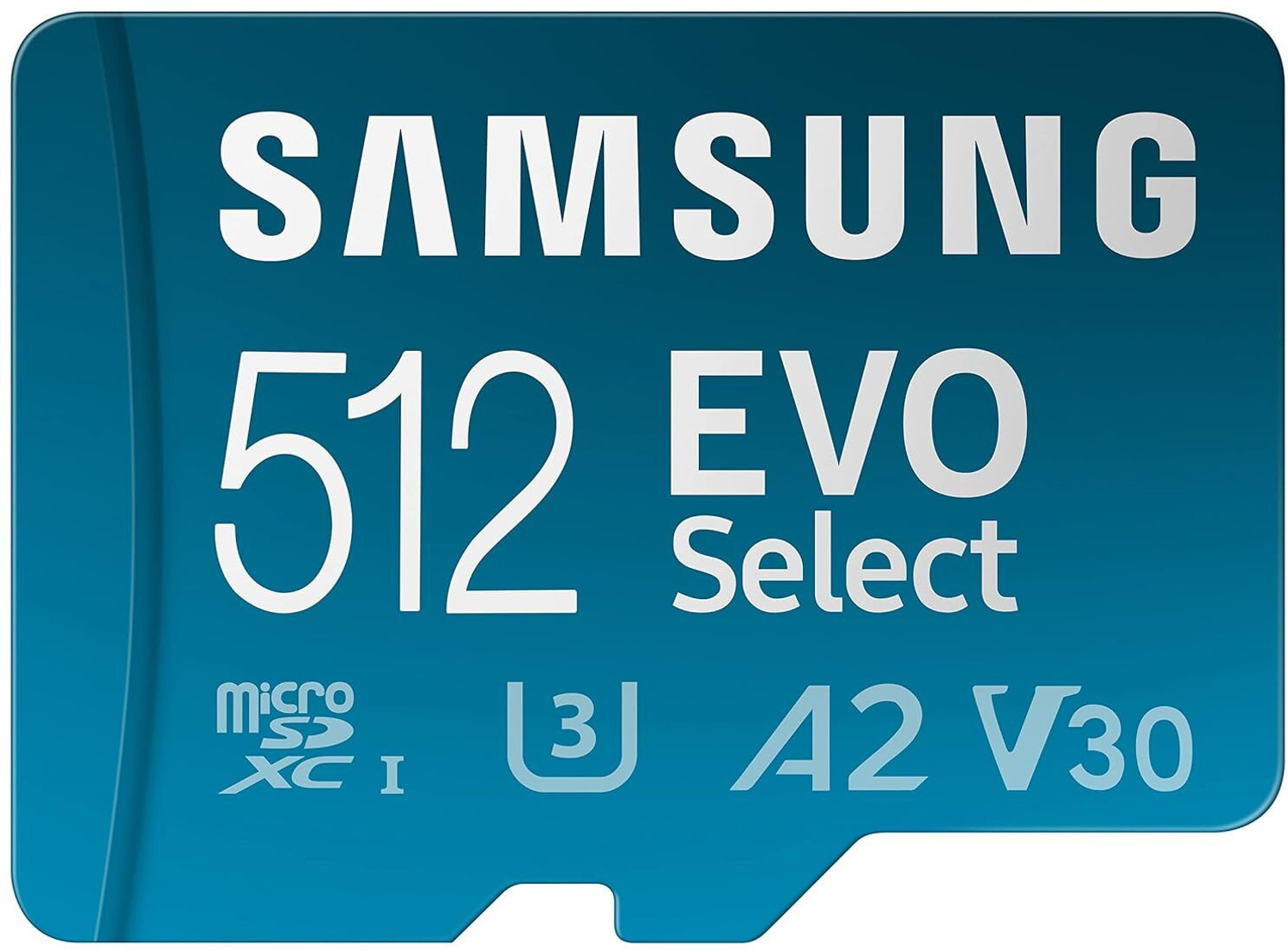 Image of SAMSUNG EVO Select + Adapter 512GB microSDXC 130MB /s Full HD & 4K UHD, UHS-I, U3, A2, V30 (MB-ME512KA /AM) EVO Plus 512 GB MicroSDXC Class 10 120 MB /s Memory Card Compatible with Camera, Computer, Gaming Console, Mobile, Tablet (With Adapter)