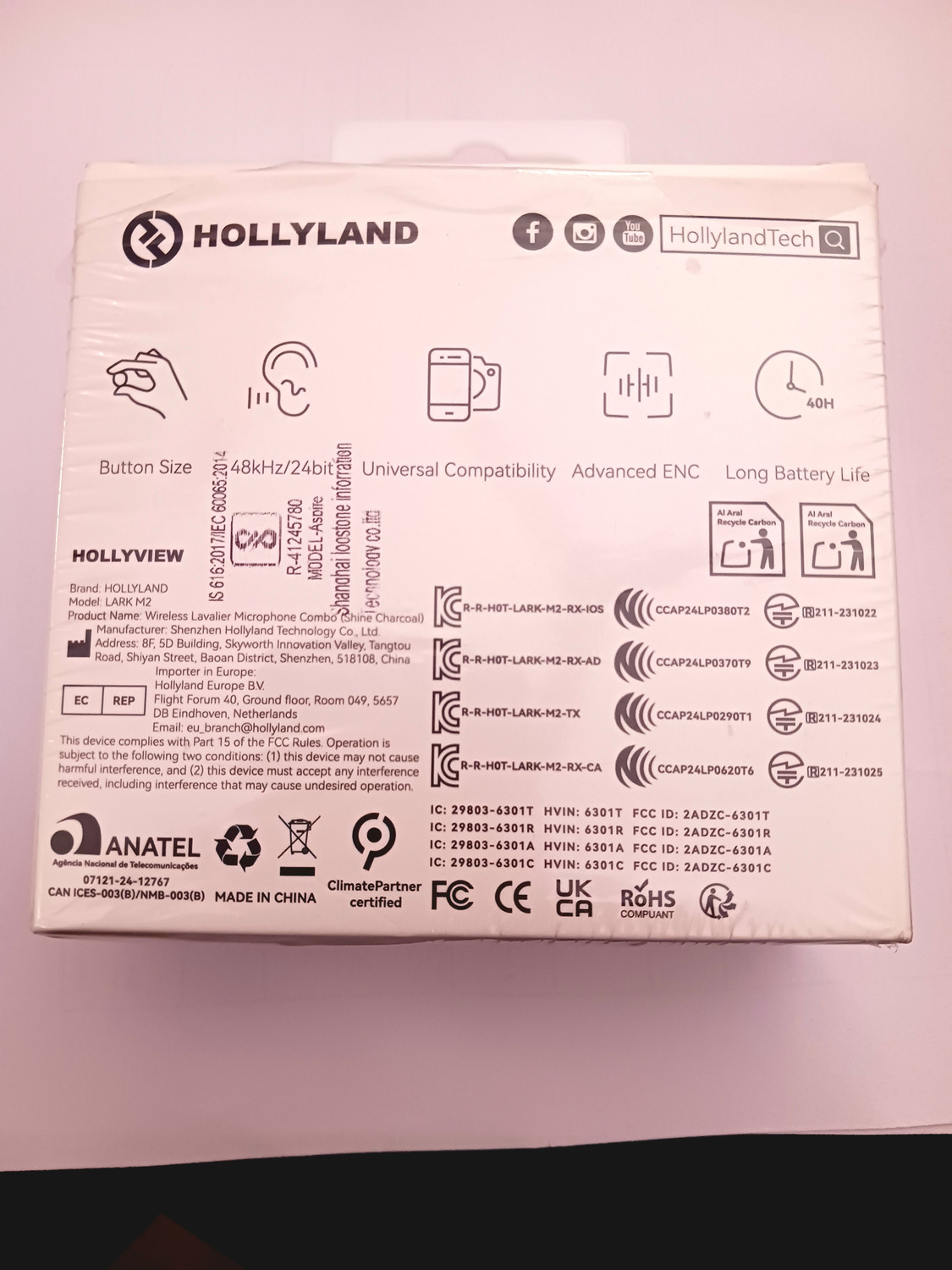 Image of HOLLYLAND Lark M2 Wireless Lavalier Microphone C Port (Black)