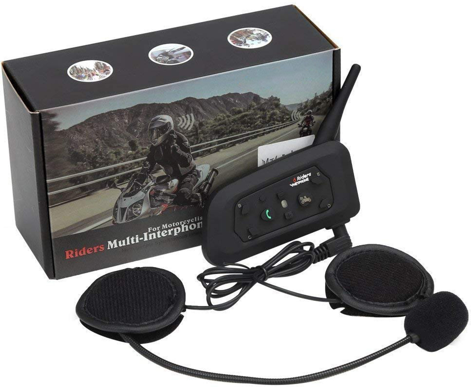 Image of way2gmart V6 Motorcycle helmet Bluetooth Intercom Helmet Bluetooth intercom (Black)