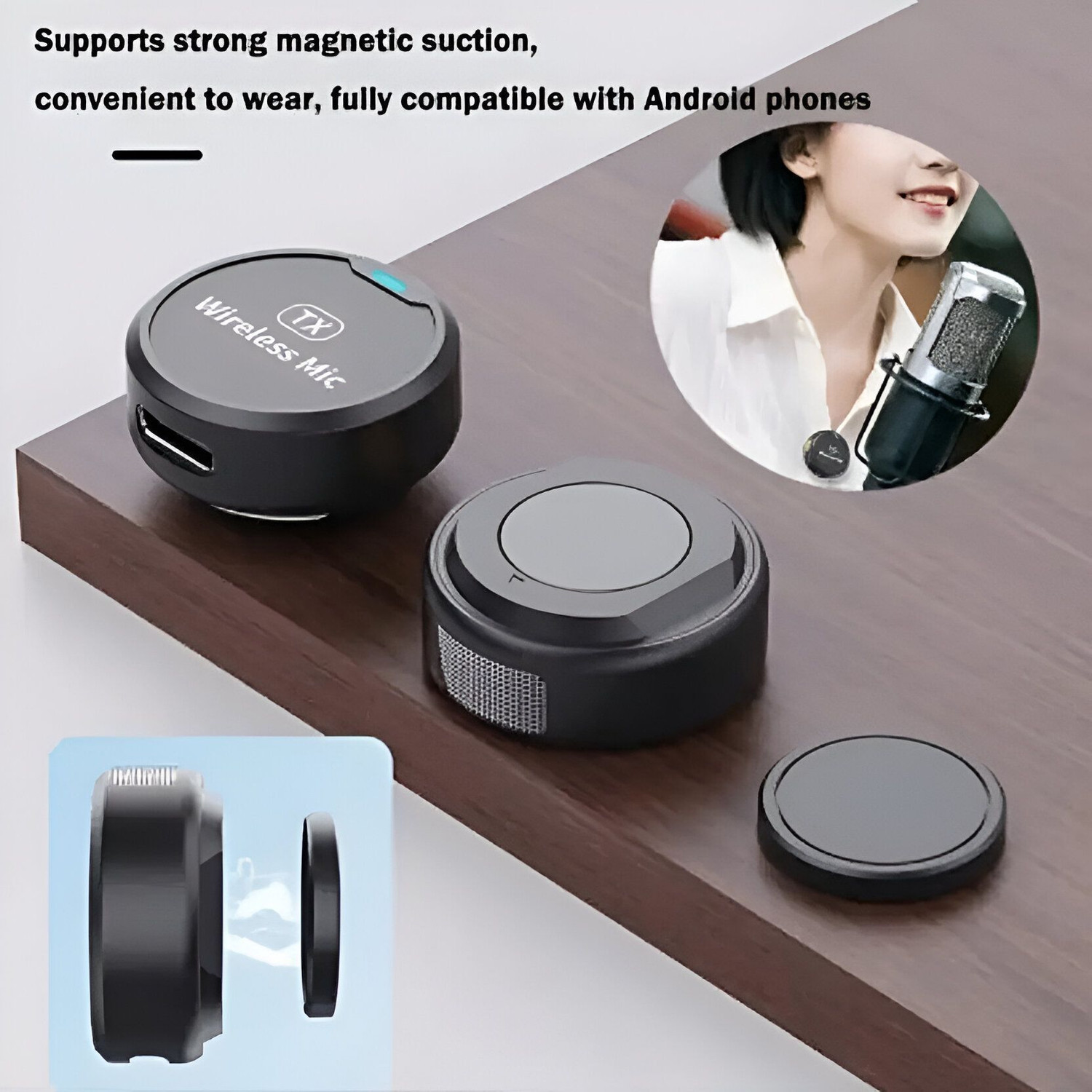Image of FITRIC TX Magnetic Wireless Microphone with Noise Reduction Mic for Mobile Recording Microphone