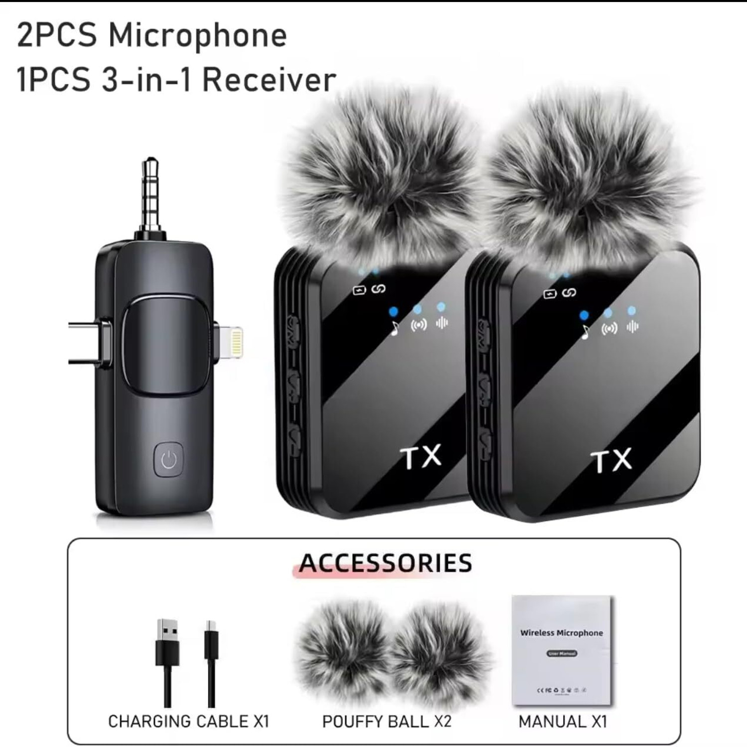 otoobest 3-in-1 Wireless Noise Reduction Microphone - Image 1