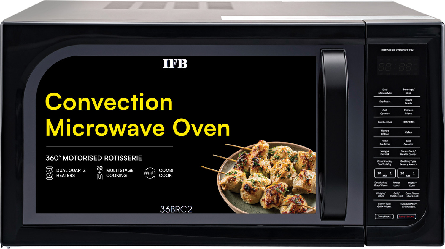 Image of LG 32 L Diet Fry and 360 Degree Motorised Rotisserie for crispy and tasty bar-be-que recipes with Wi-Fi Enabled Scan to Cook Charcoal Convection Microwave Oven (MJEN326SFW, Black)