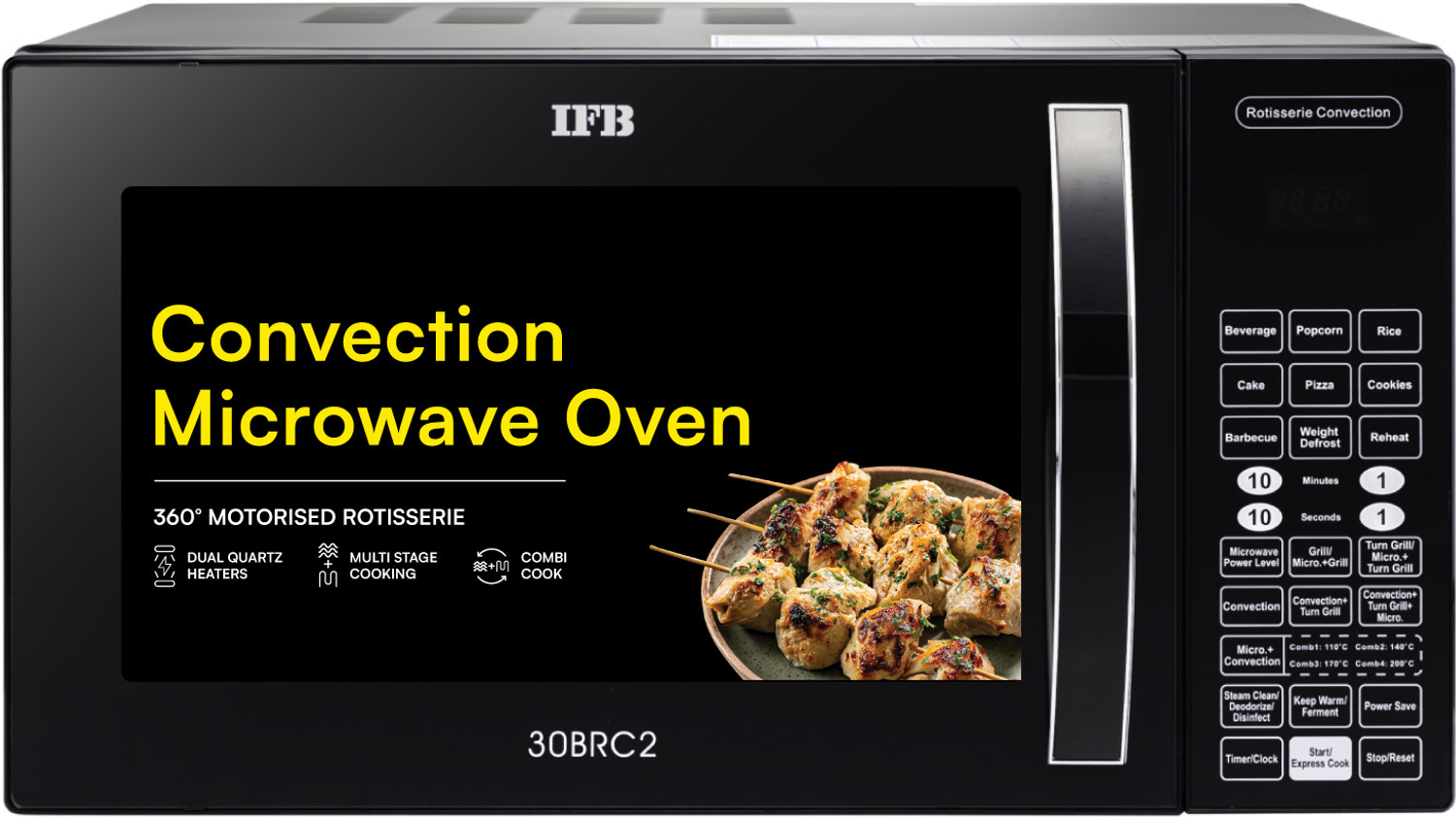 Image of LG 32 L Diet Fry and 360 Degree Motorised Rotisserie for crispy and tasty bar-be-que recipes with Wi-Fi Enabled Scan to Cook Charcoal Convection Microwave Oven (MJEN326SFW, Black)