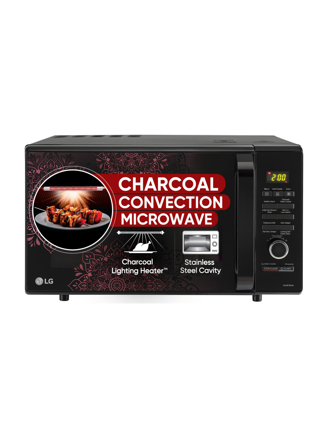 LG 28 L Healthy Heart Recipes, Diet Fry and 360 Motorised Rotisserie for crispy and tasty bar-be-que recipes, Charcoal Convection Microwave Oven