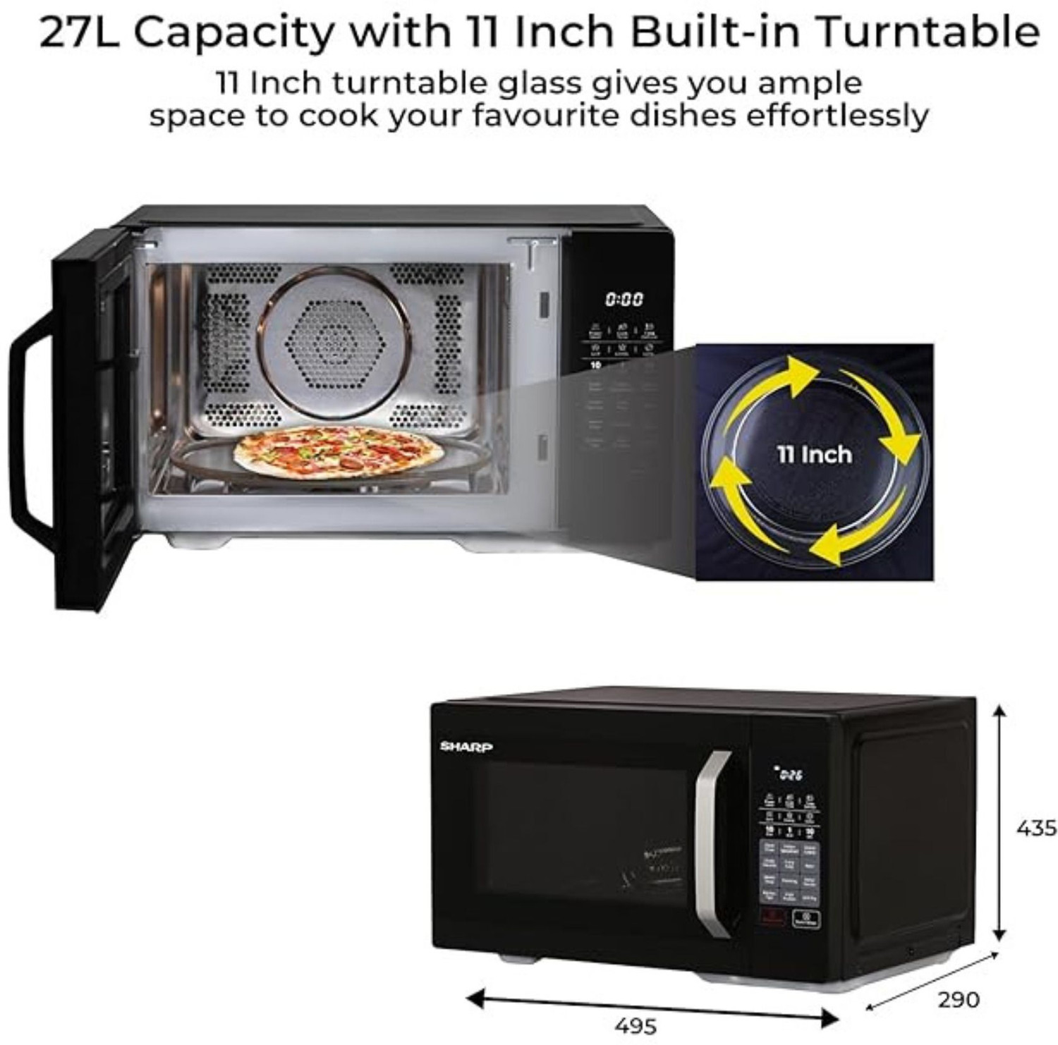 Image of Sharp 27 L Convection Microwave Oven (R-827KN-K, Black)