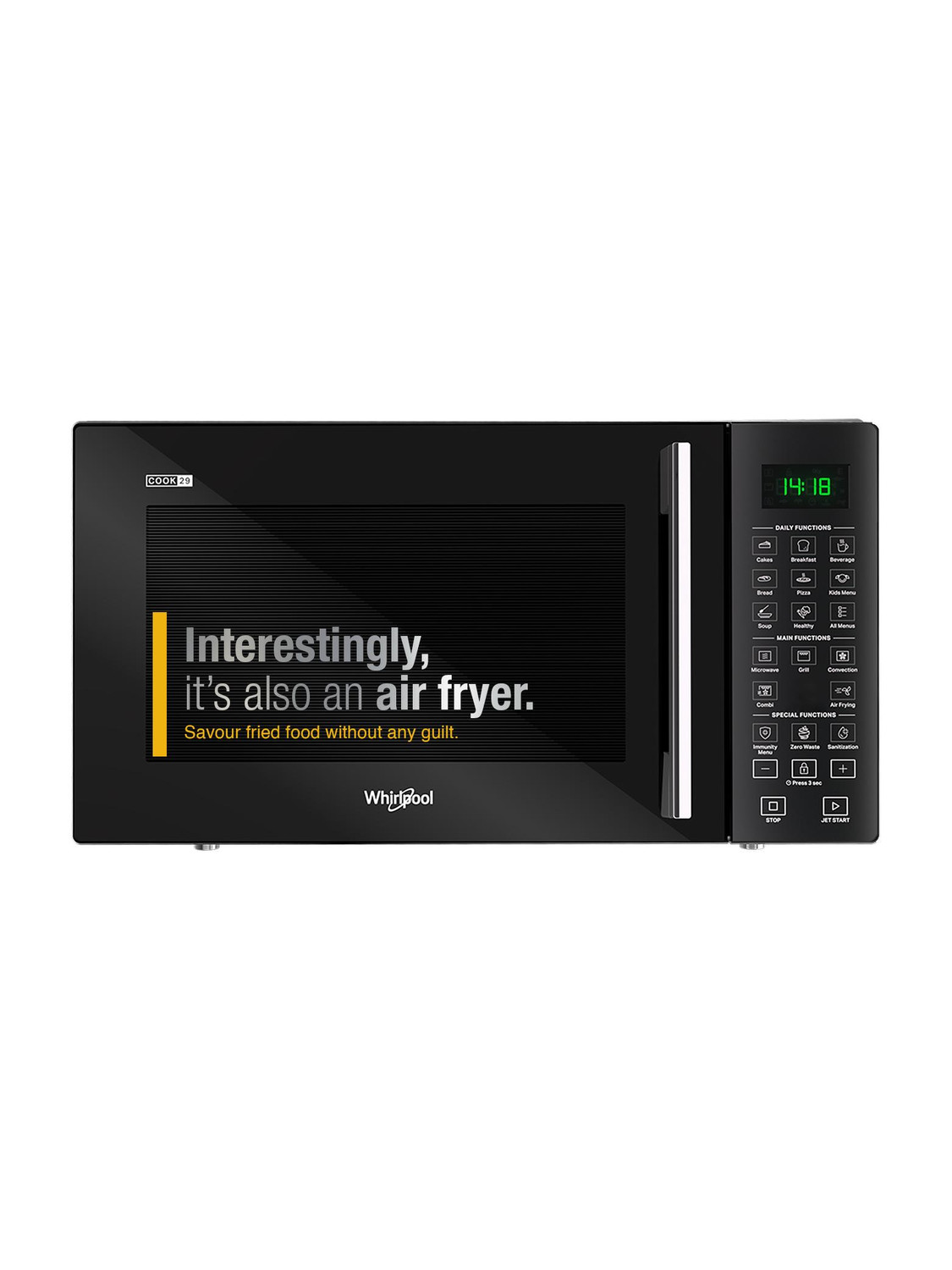 Whirlpool 29 L Air Fry with Motorized Rotisserie and Grill Rack Sanitization Defrost Convection Microwave Oven