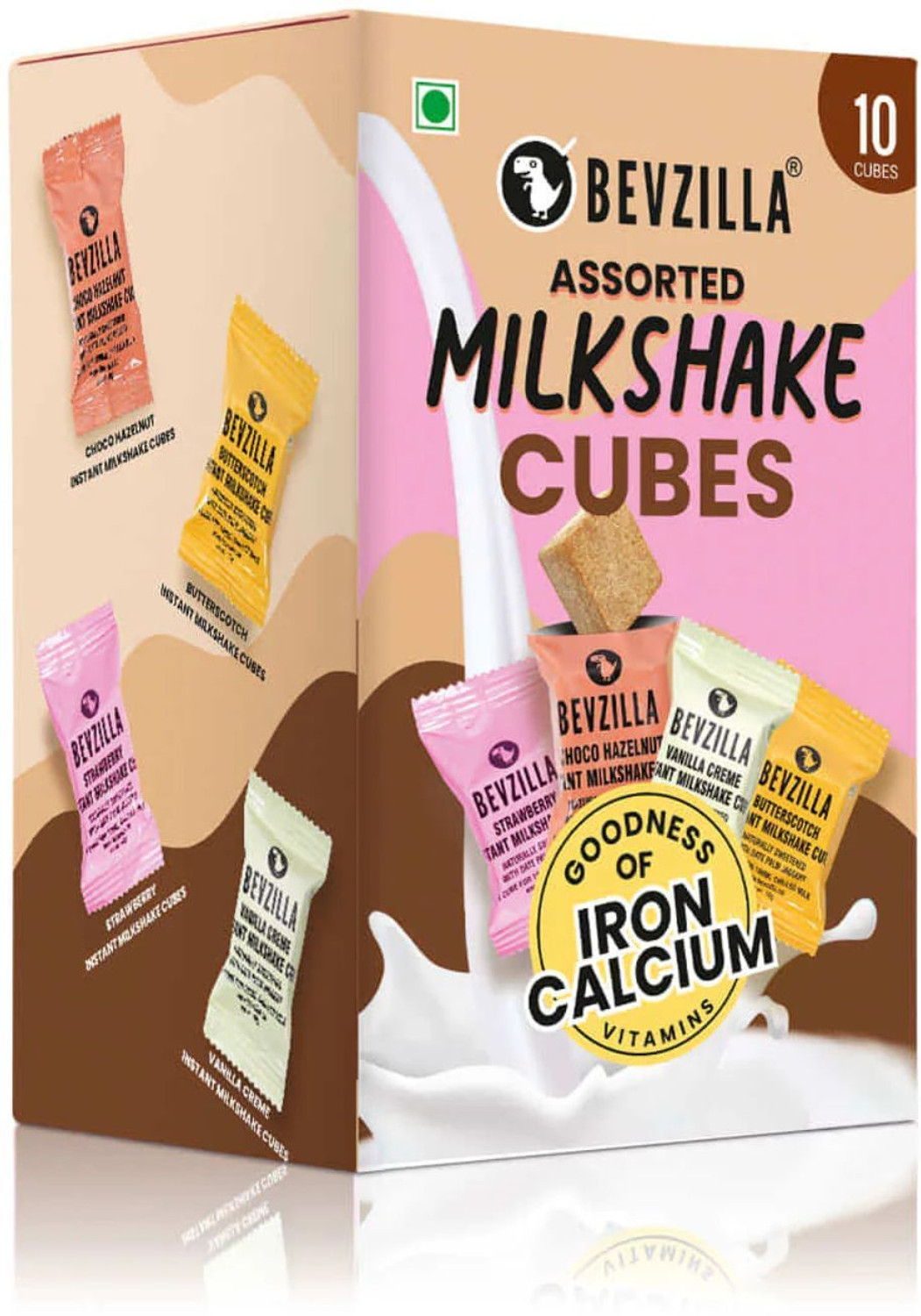 Image of Bevzilla 10 Instant Milkshake Cubes - 4 Flavours with Date Palm Jaggery (10 x 10 g)