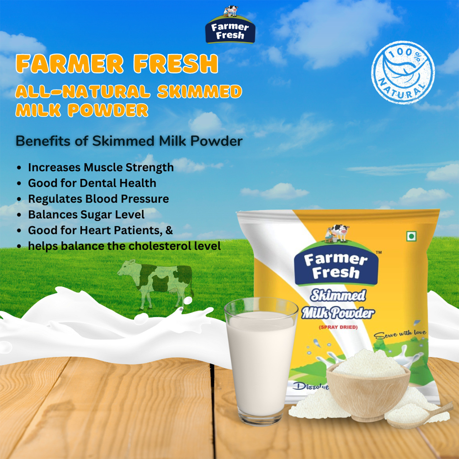 Image of Farmer Fresh Skimmed 1 KG Skimmed Milk Powder (1 kg)