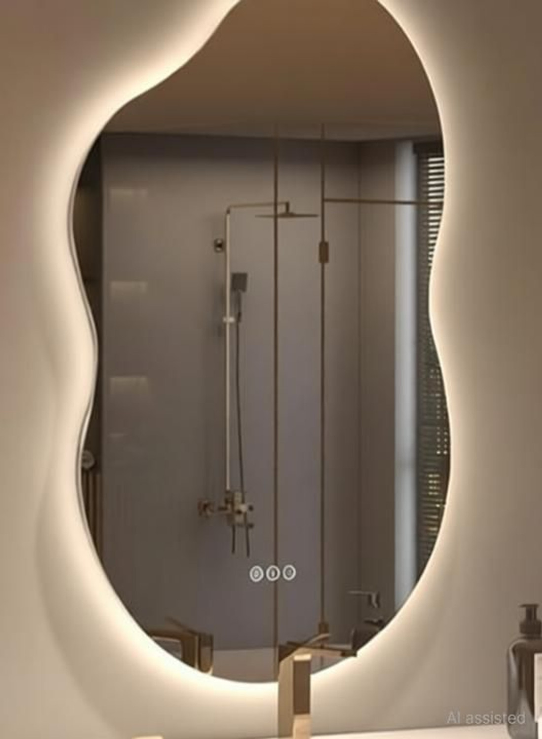 Image of AruzeTech IRREGULAR MIRROR WITH THREE COLOR LED LIGHTS AND TOUCH SENSORS 21 inchX16 inch FB1 Bathroom Mirror (Semi Curved)