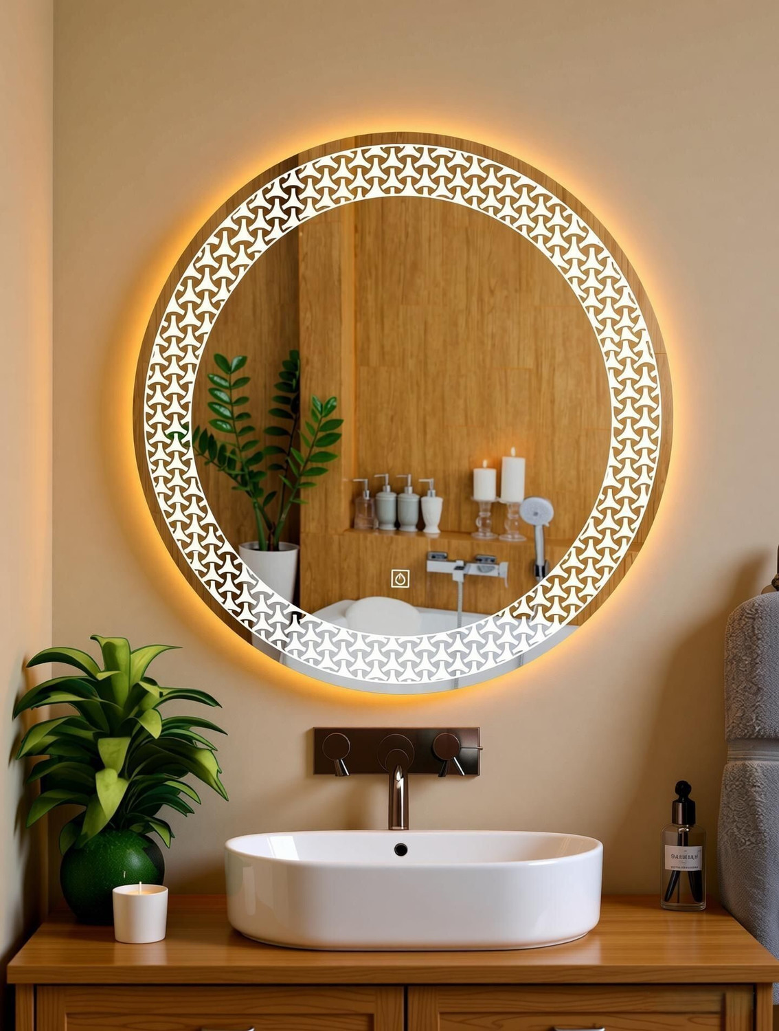 Image of Rworld 12 inch inch by 16 inch inch BEVELLED FINISH STYLISH MIRROR. Decorative Mirror Bathroom Mirror (Oval)