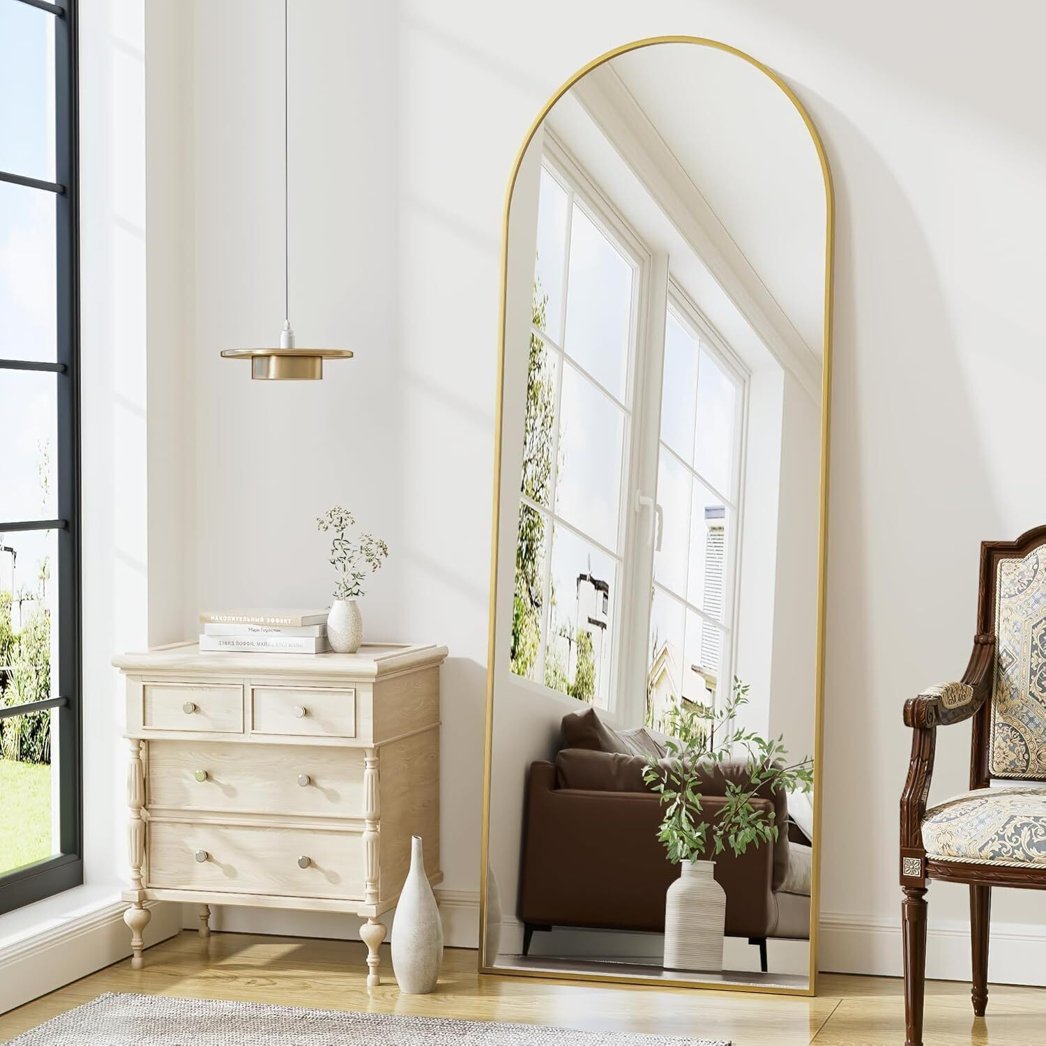 ARTMENT Vista Frame Floor Mirror Gold Arched 160x50cm - Image 1