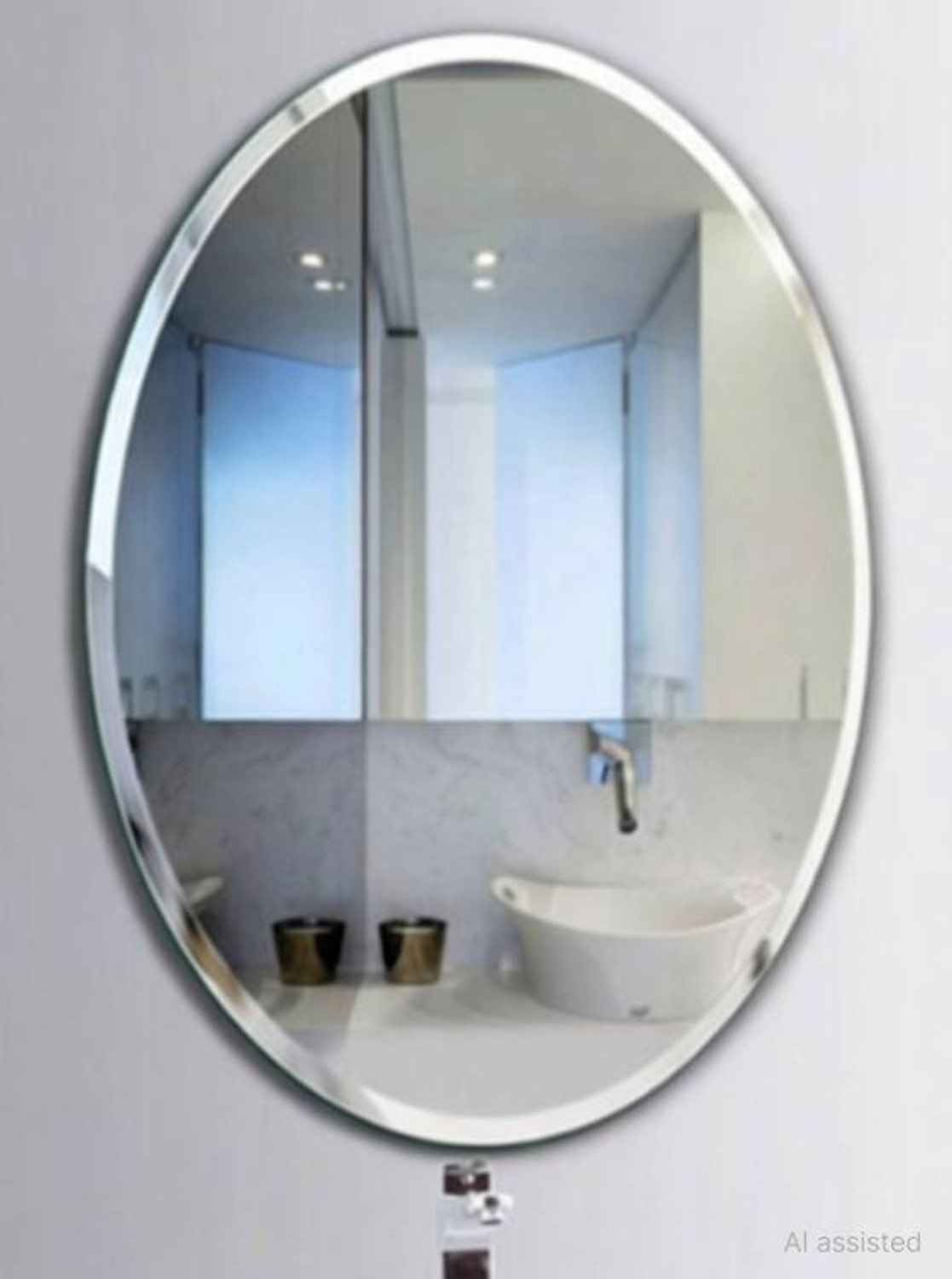 Image of Rworld 12 inch inch by 16 inch inch BEVELLED FINISH STYLISH MIRROR. Decorative Mirror Bathroom Mirror (Oval)