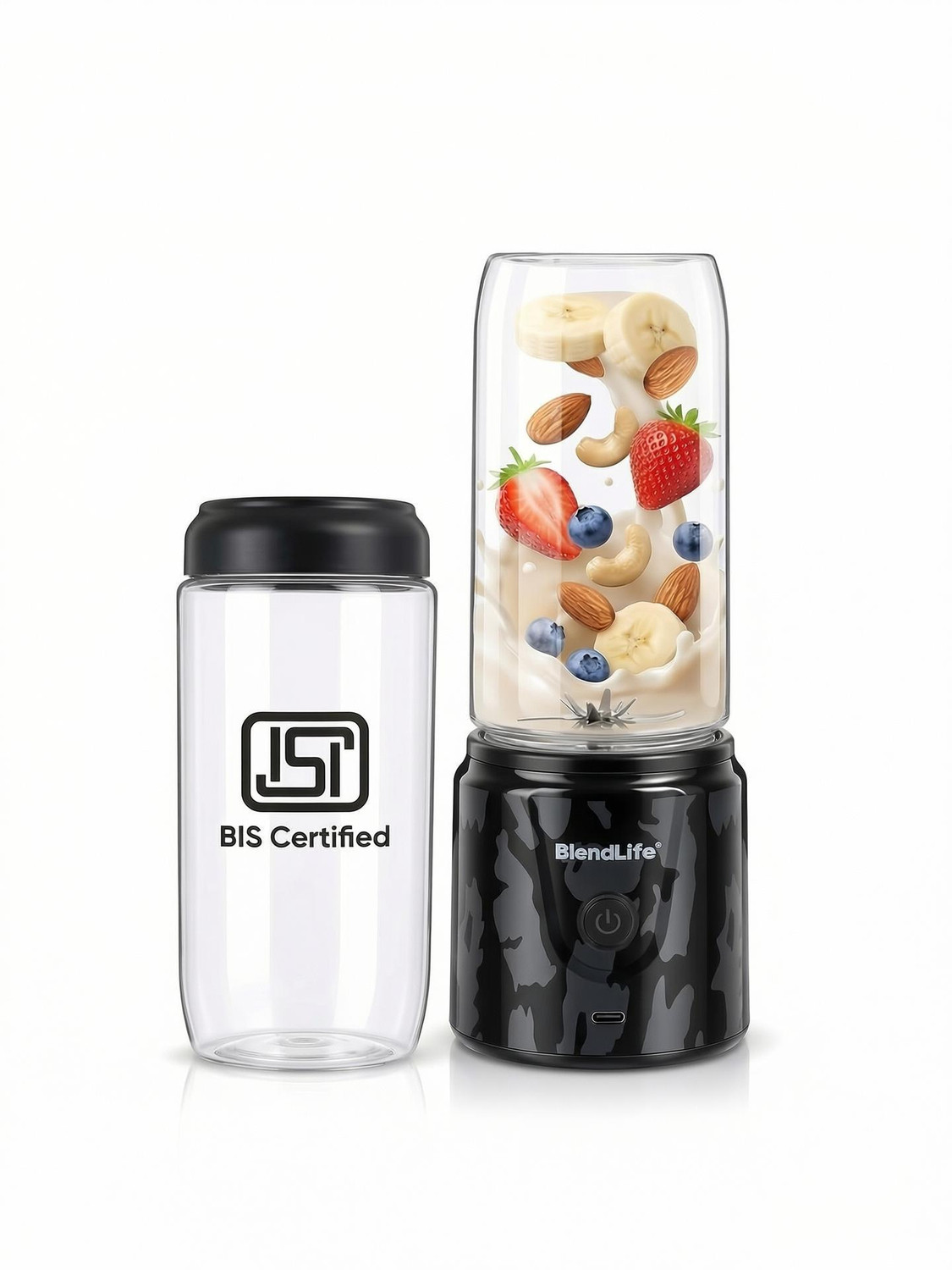 BlendLife GO Portable Blender, 420ml, 32-Blade Power, 2000mAh, Free Jar, Made in Bharat 150 W Juicer Mixer Grinder
