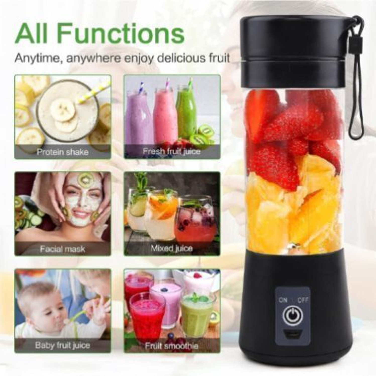 Image of JayGopalTrendz Electric Fruit Juicer Maker USB Rechargeable Mini Juicer Mixer GrinderQJ392 350 W Juicer Mixer Grinder (Electric Fruit Juicer Maker USB Rechargeable Mini Juicer Mixer GrinderQJ392 | 1 Jar | Multicolor)