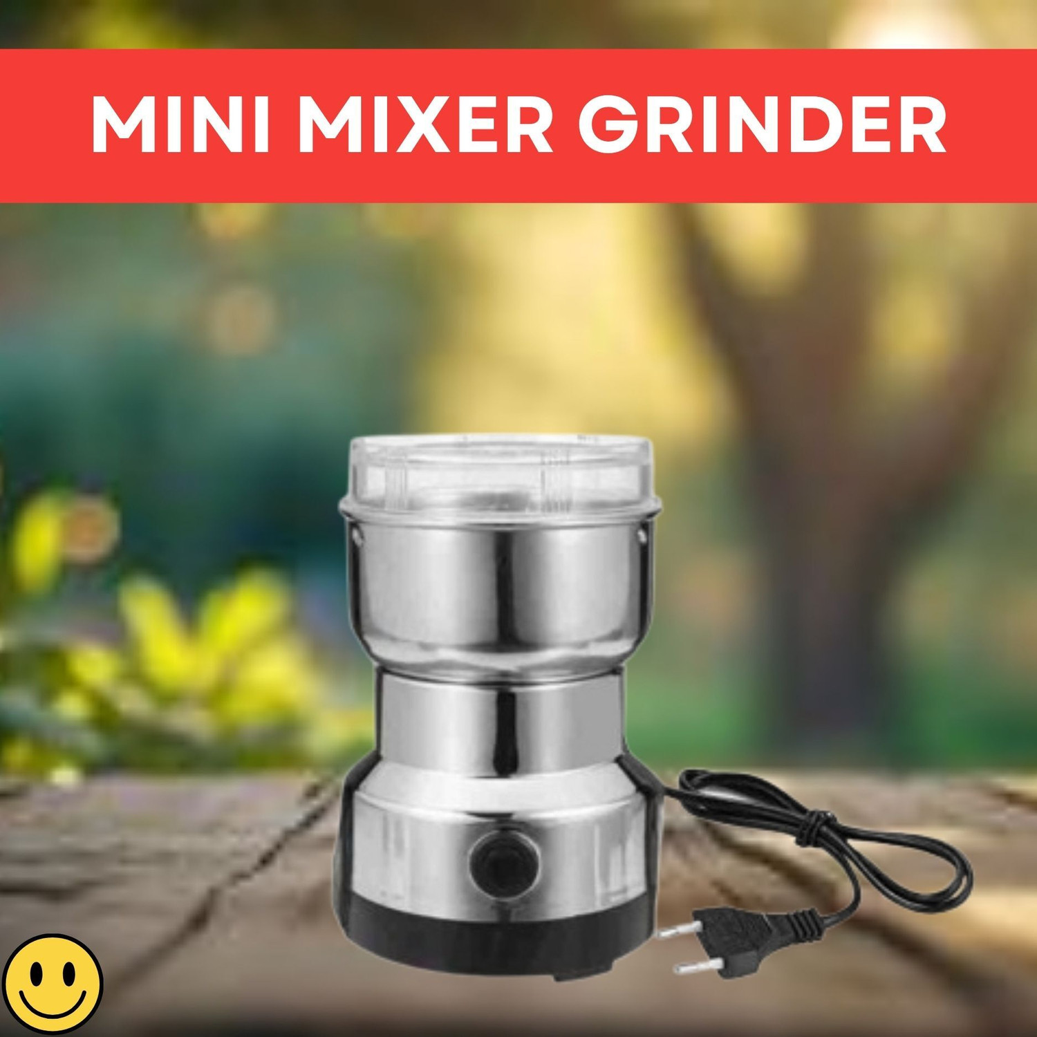 Image of Manasa Nima Mini Mixer Grinder 200 W Mixer Grinder (Mini Grinder for Kitchen - Easy-to-Use Electric Spice & Coffee Grinder | 1 Jar | Silver)
