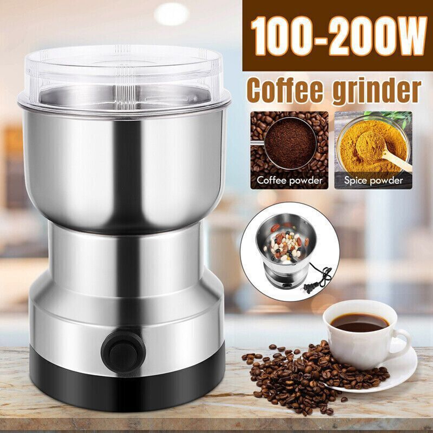 Image of Manasa Folding Jar Juicer Grinder, Compact Kitchen design Electric Household Grinder W 200 W Juicer Mixer Grinder (By Nima Japan 200 W,28000 RPM Mini Stainless Steel Spice Nuts Grainder With | 1 Jar | Silver345)