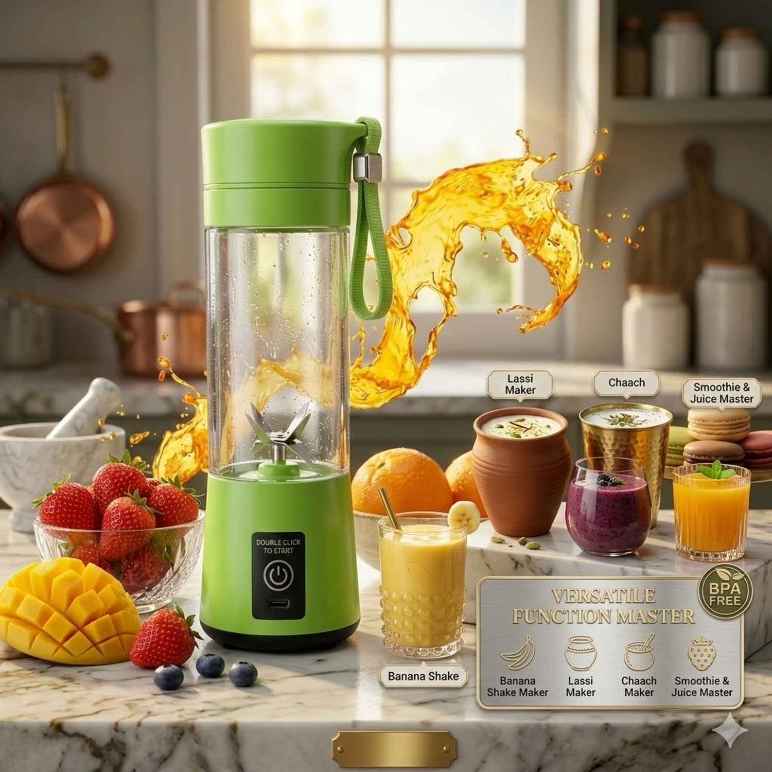 Image of princemarkett Pro Fruit Juicer 200 W Juicer Mixer Grinder (AYY 529Y PORTABLE BLENDER FOR SMOOTHIES SHAKES FOR OFFICE,GYM,TREKKING,HOME USE | 1 Jar | Multicolor)