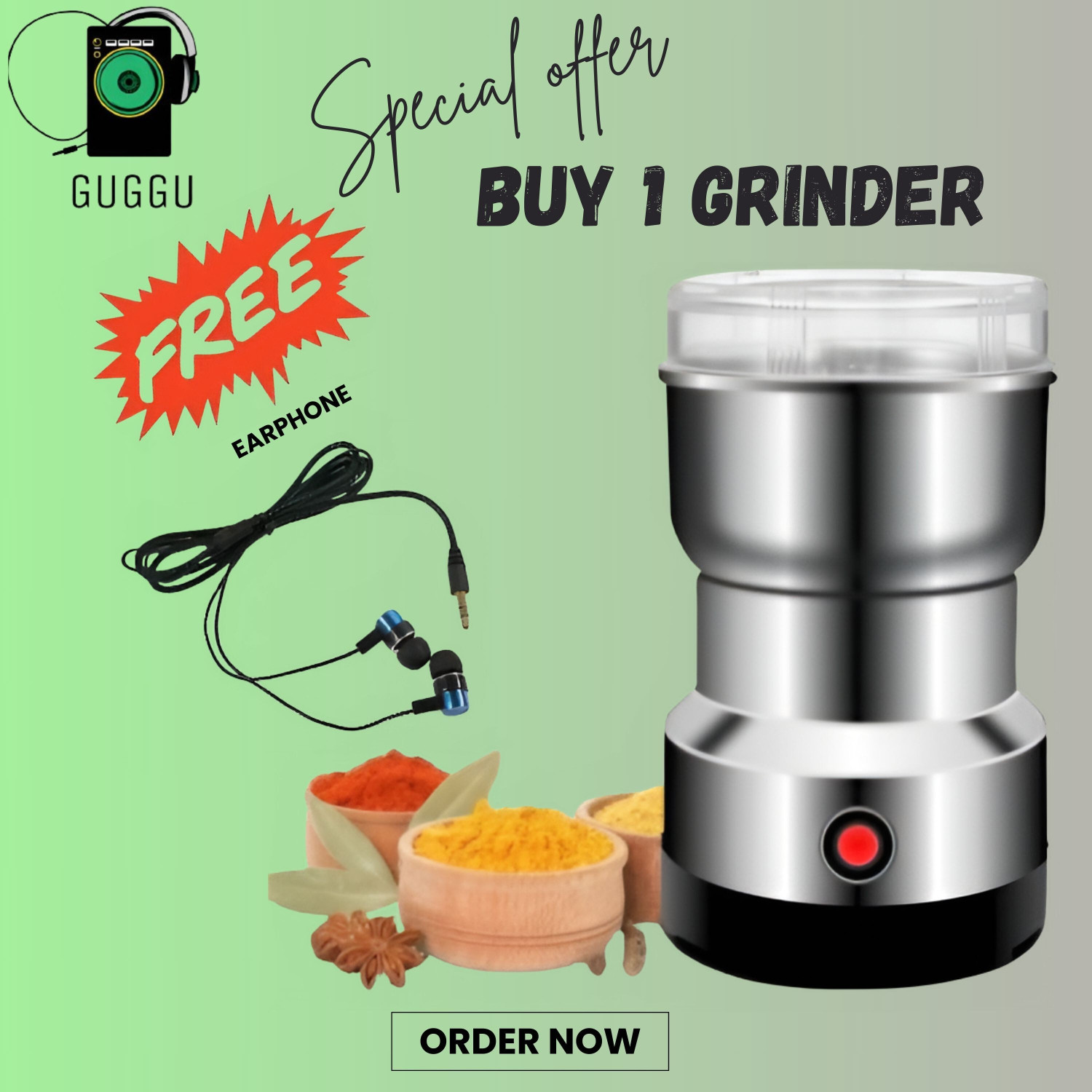 Image of Manasa JX 3 500 W Mixer Grinder (FX-Mini Stainless Steel Coffee Spice Nuts Grains Bean Grinder | 1 Jar | Multicolor)
