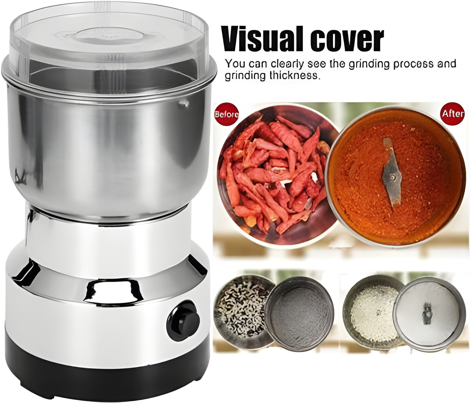 Image of Manasa JX 3 500 W Mixer Grinder (FX-Mini Stainless Steel Coffee Spice Nuts Grains Bean Grinder | 1 Jar | Multicolor)