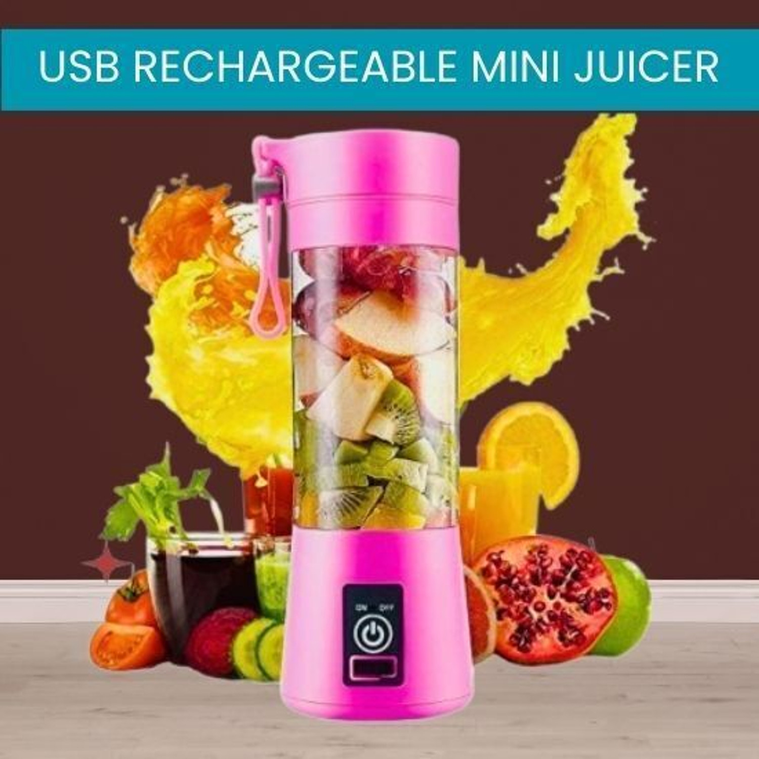 Image of Radhe Pro Fruit Juicer 200 W Juicer Mixer Grinder (USB Rechargeable Juicer & Portable Mini Juicer For Jiucer /Milk ShakesYX86 | 1 Jar | Multicolor)