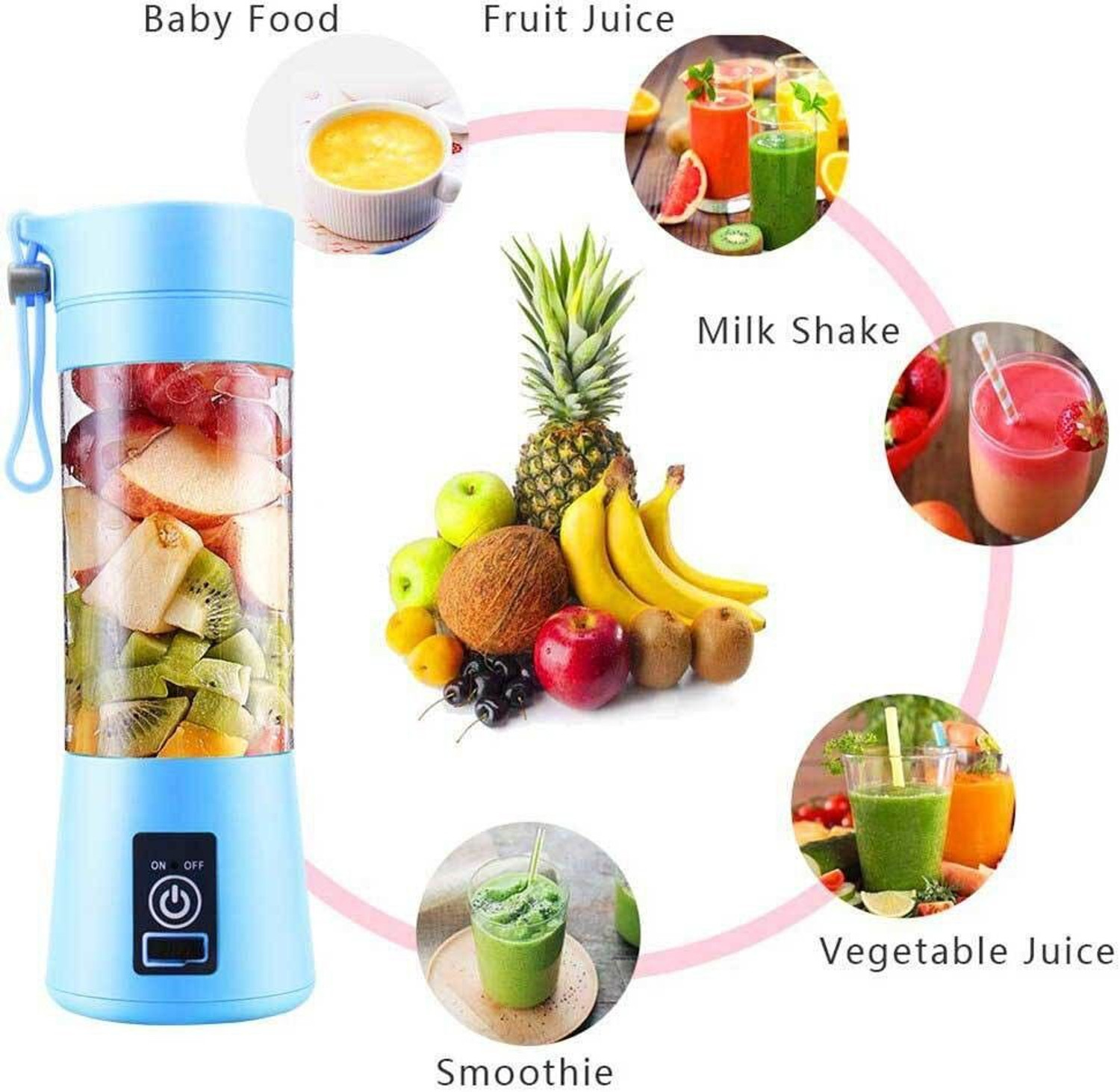Image of Modexa Global Pro Fruit Juicer 200 W Juicer Mixer Grinder (PORTABLE SMART JUICER SERIES 4 H99 | 1 Jar | Multicolor)